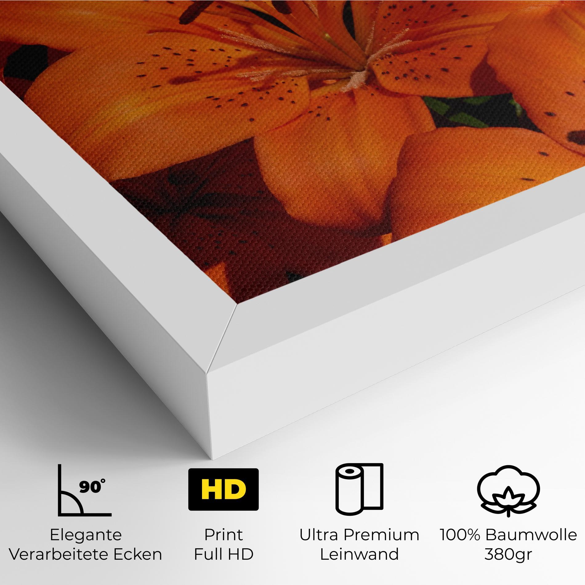 Leinwandbild Orange Lily In The Sun mockup 4