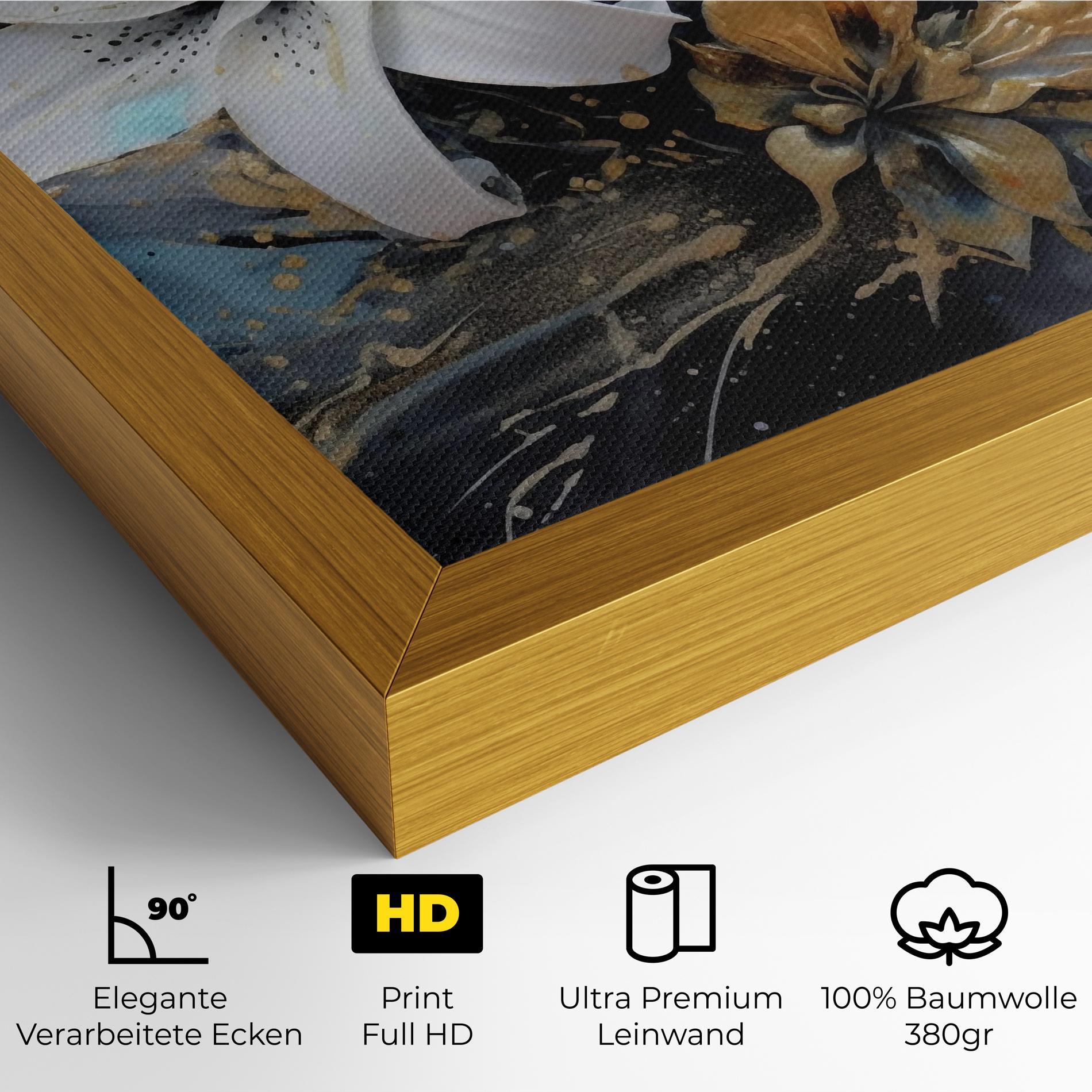 Leinwandbild Lily On Blue Painting mockup 4