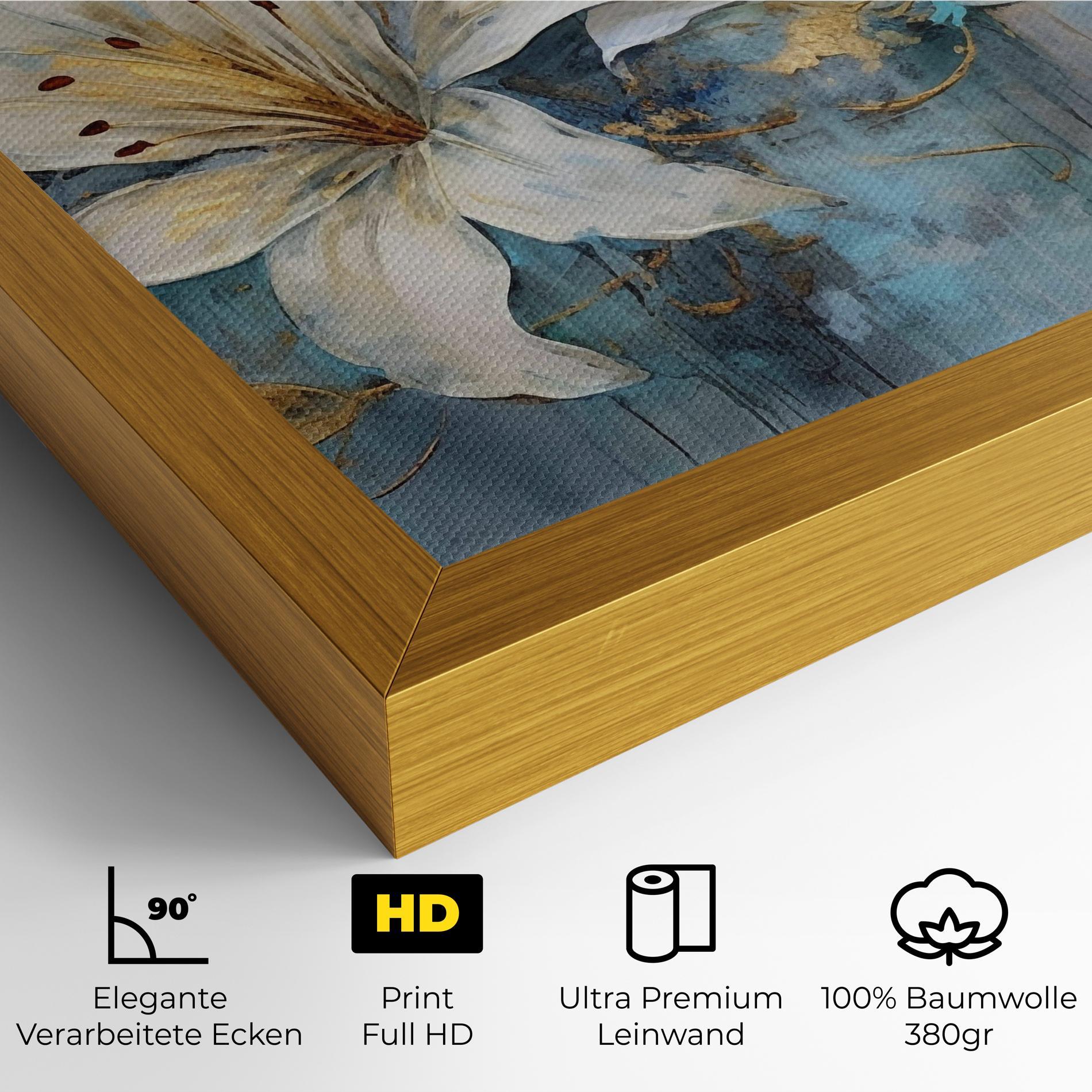 Leinwandbild Lily With Gold Painting mockup 4