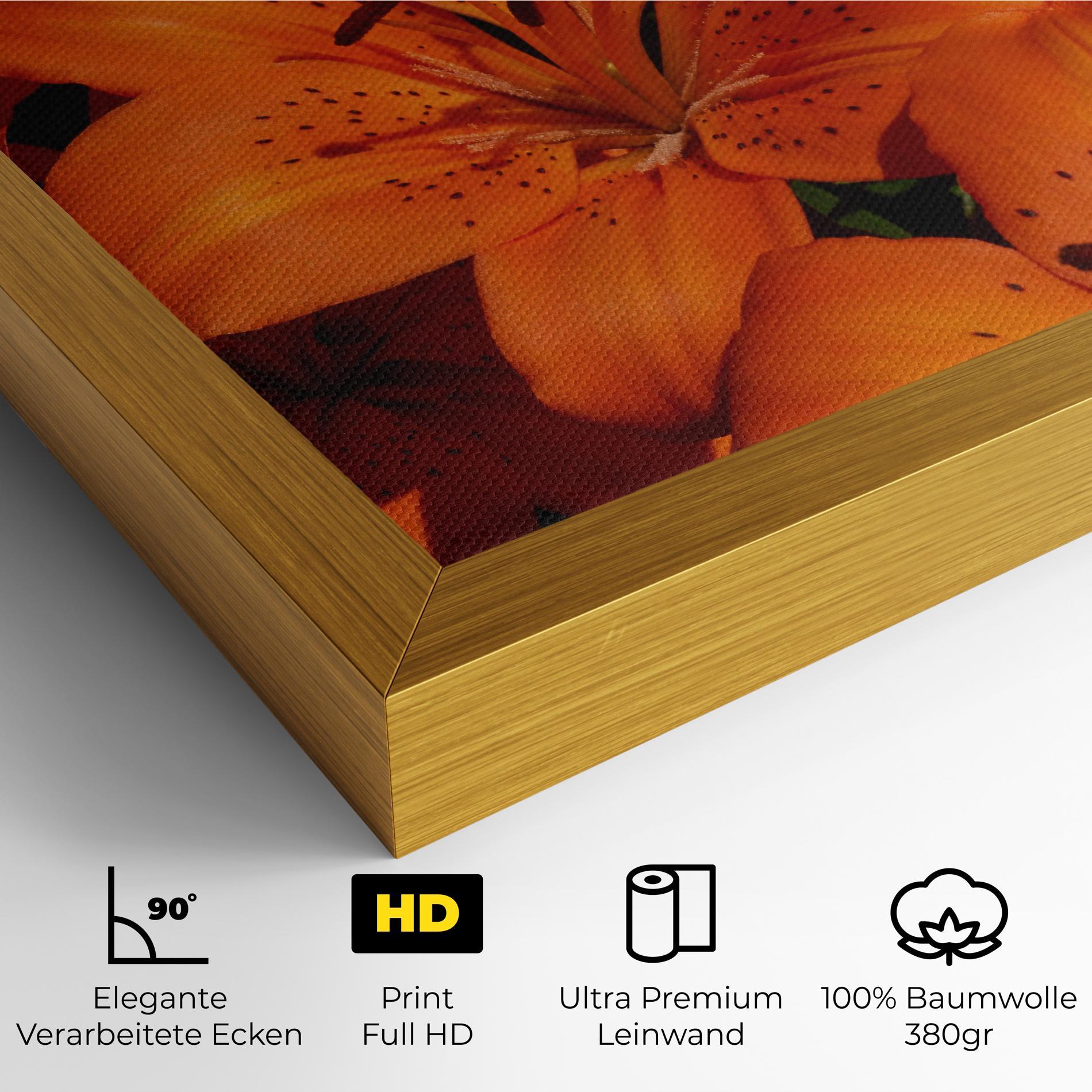 Leinwandbild Orange Lily In The Sun mockup 4