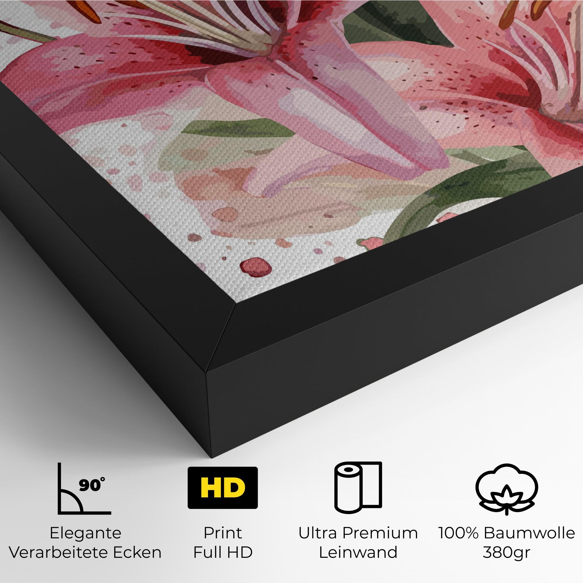 Leinwandbild Beautiful Pink Lily mockup 4