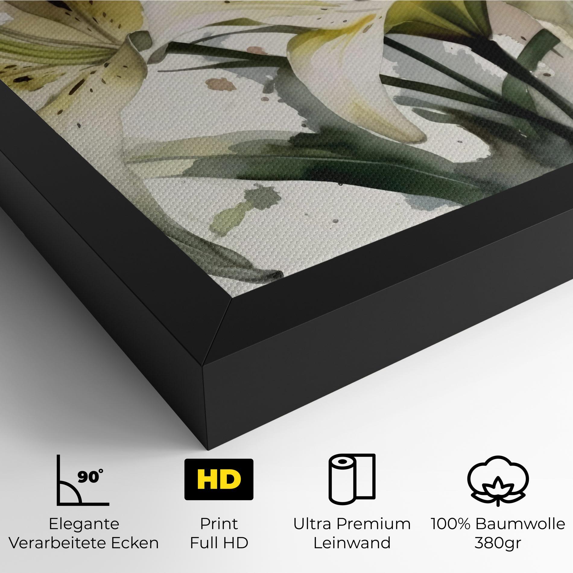 Leinwandbild Cute White Lily Painting mockup 4