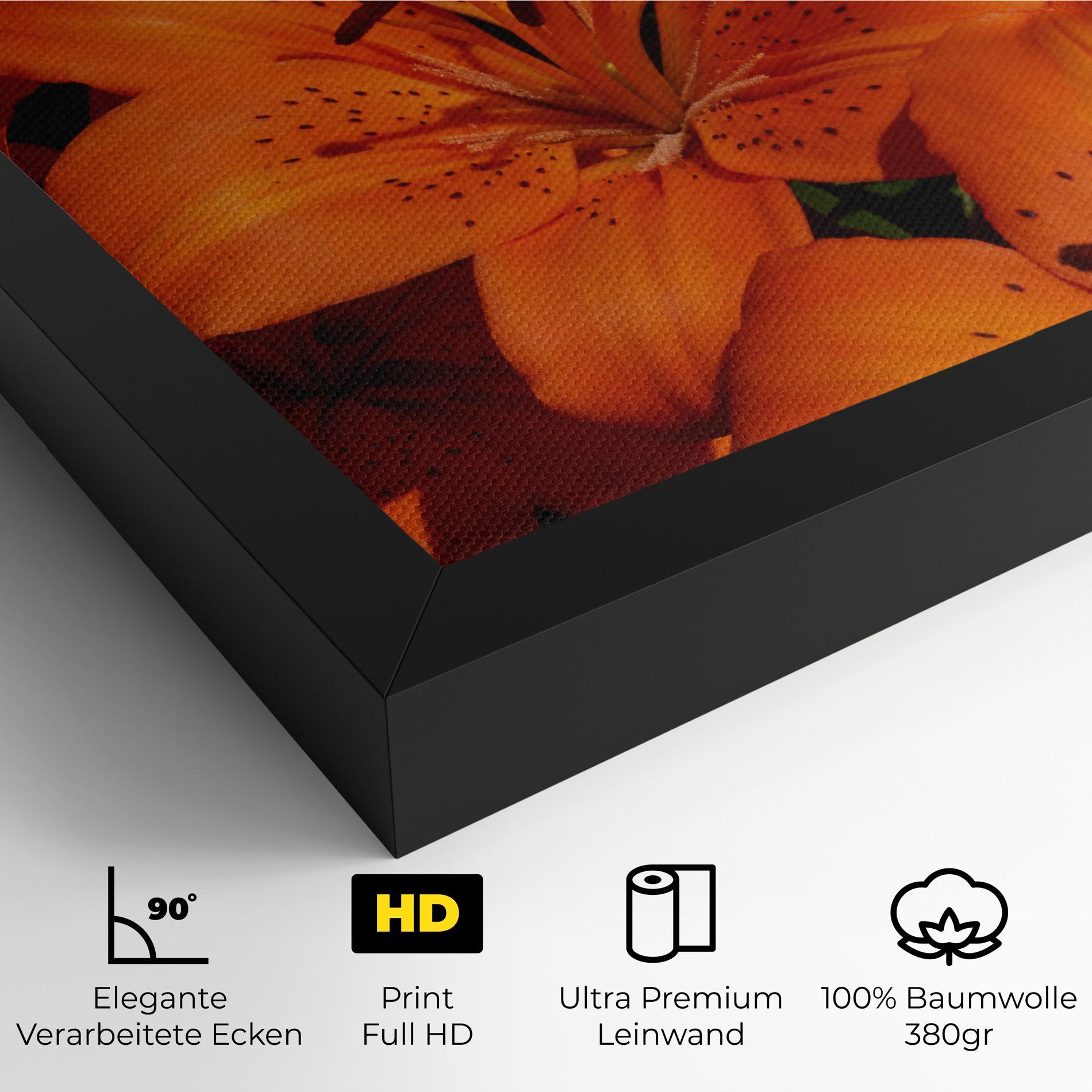 Leinwandbild Orange Lily In The Sun mockup 4