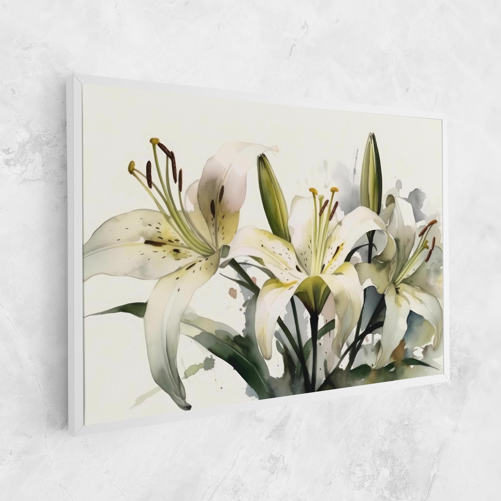 Cute White Lily Painting mockup 1