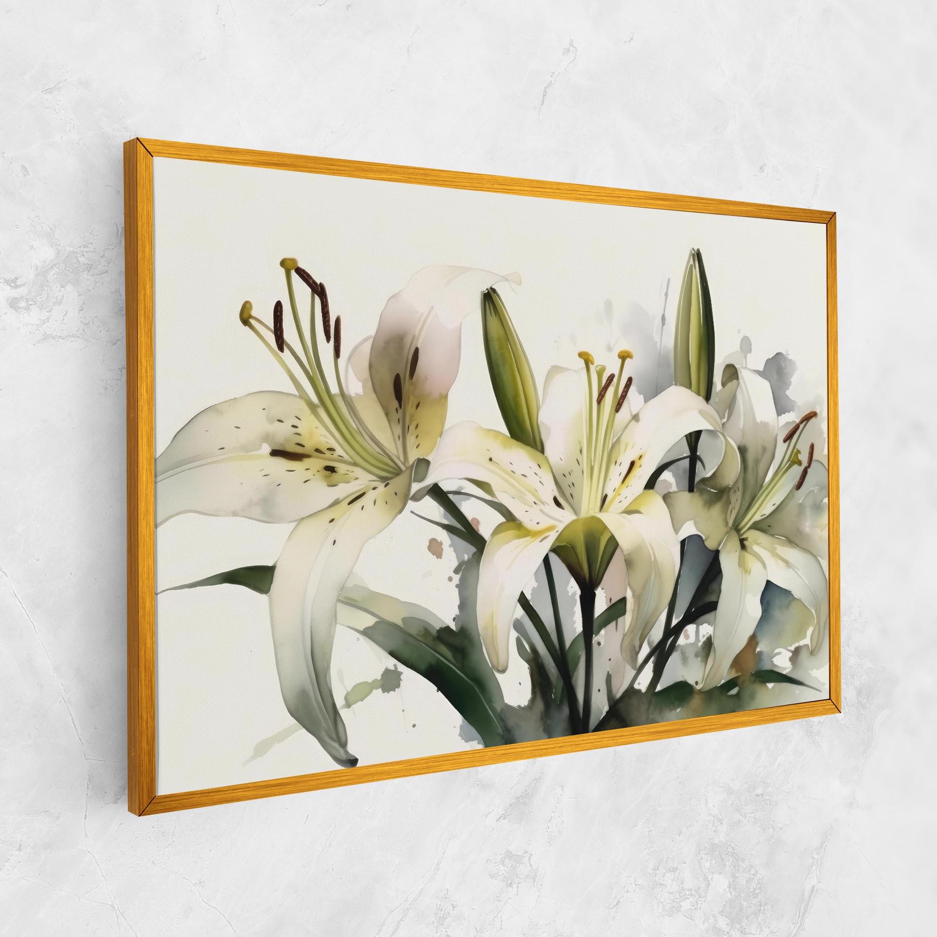 Leinwandbild Cute White Lily Painting mockup 1