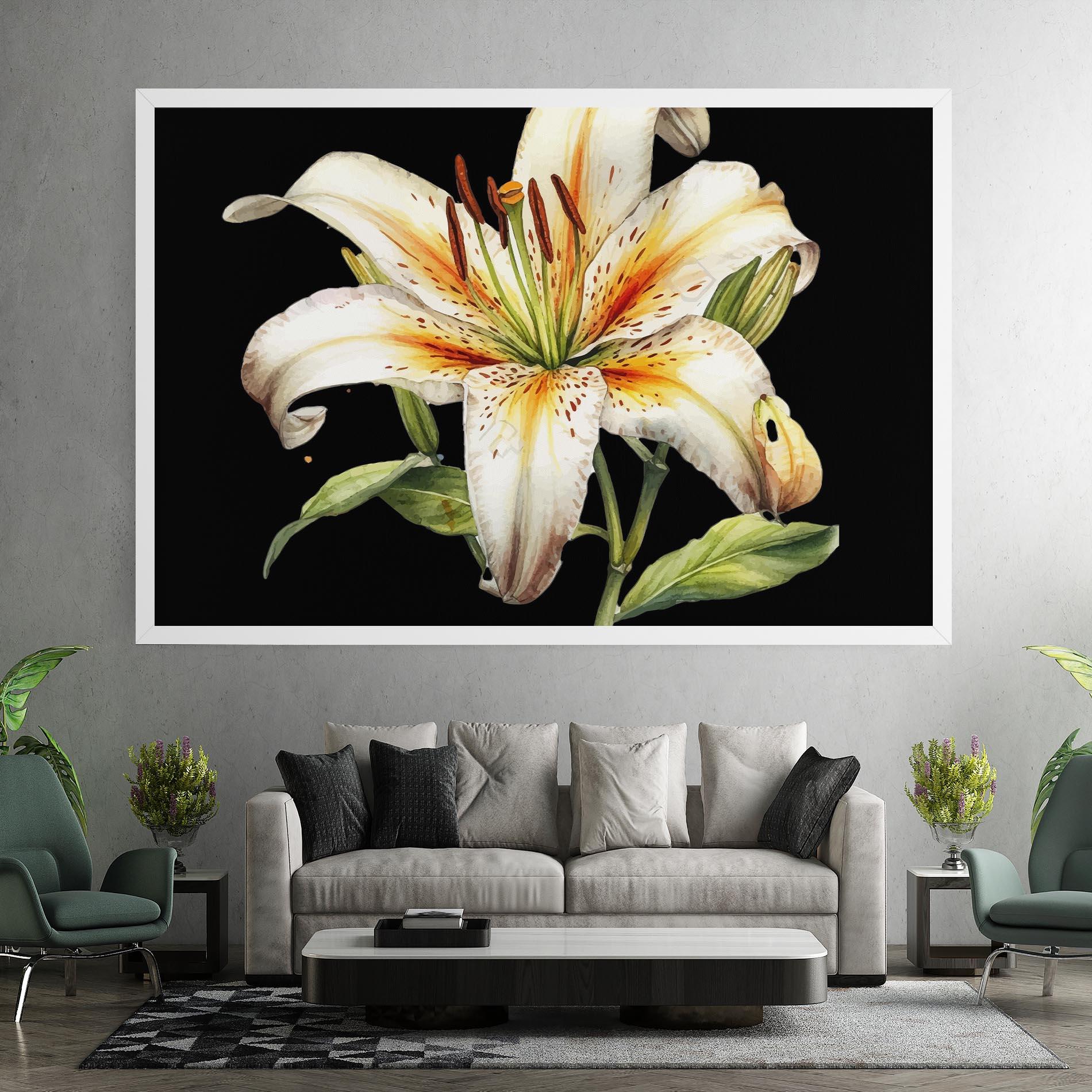 Leinwandbild Beautiful White Lily mockup 7