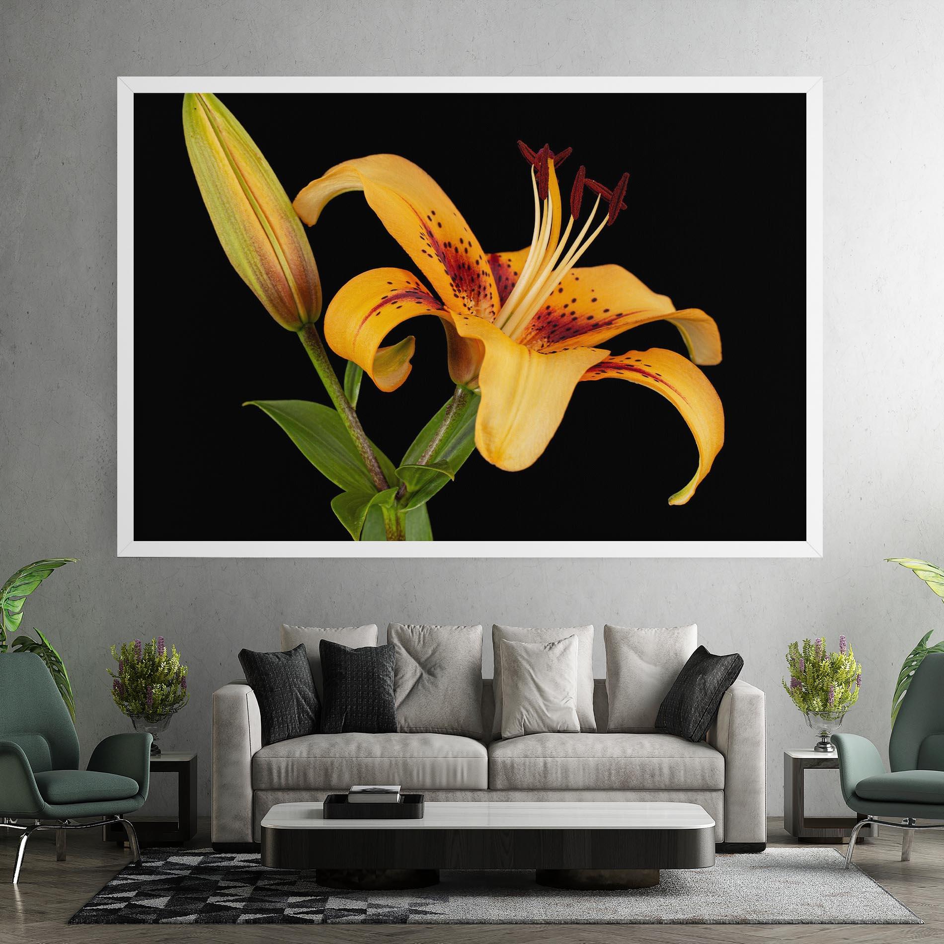 Leinwandbild Beautiful Yellow Lily mockup 7
