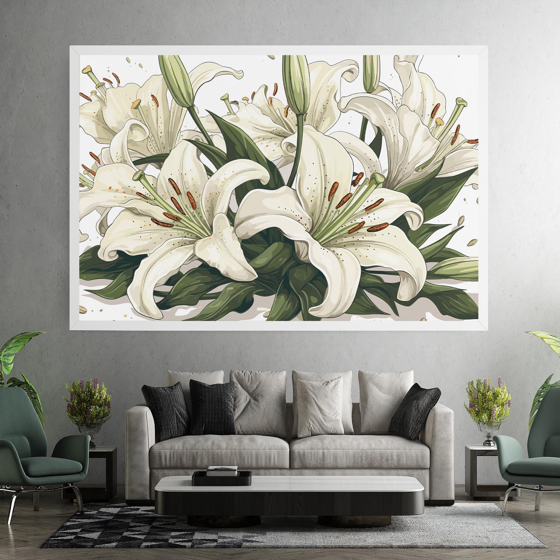 Leinwandbild Grey White Lily mockup 7