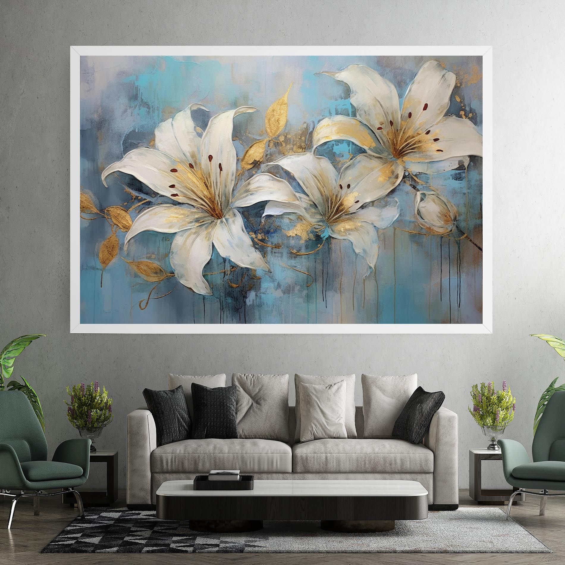 Lily With Gold Painting mockup 7