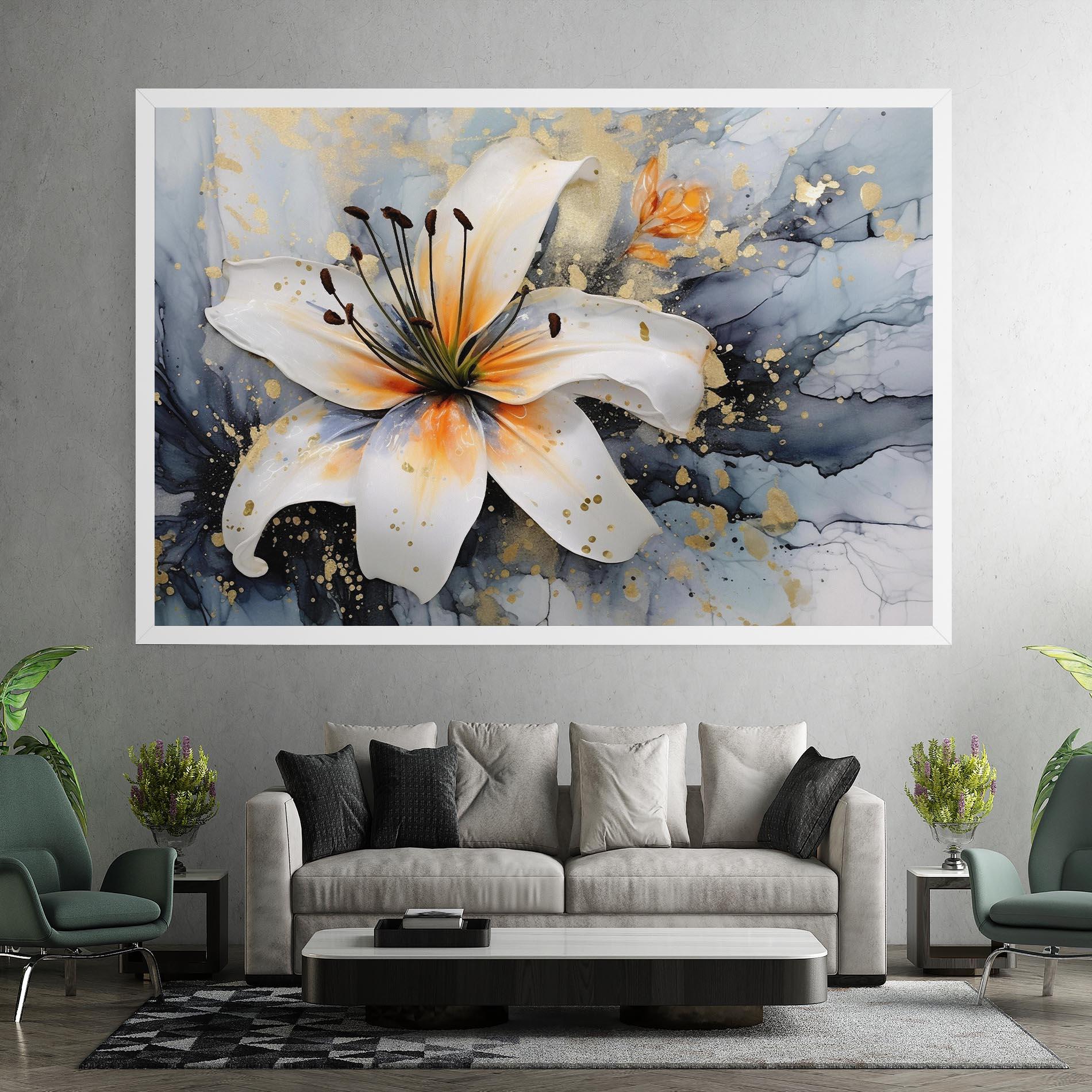 Leinwandbild Lily With Orange Painting mockup 7