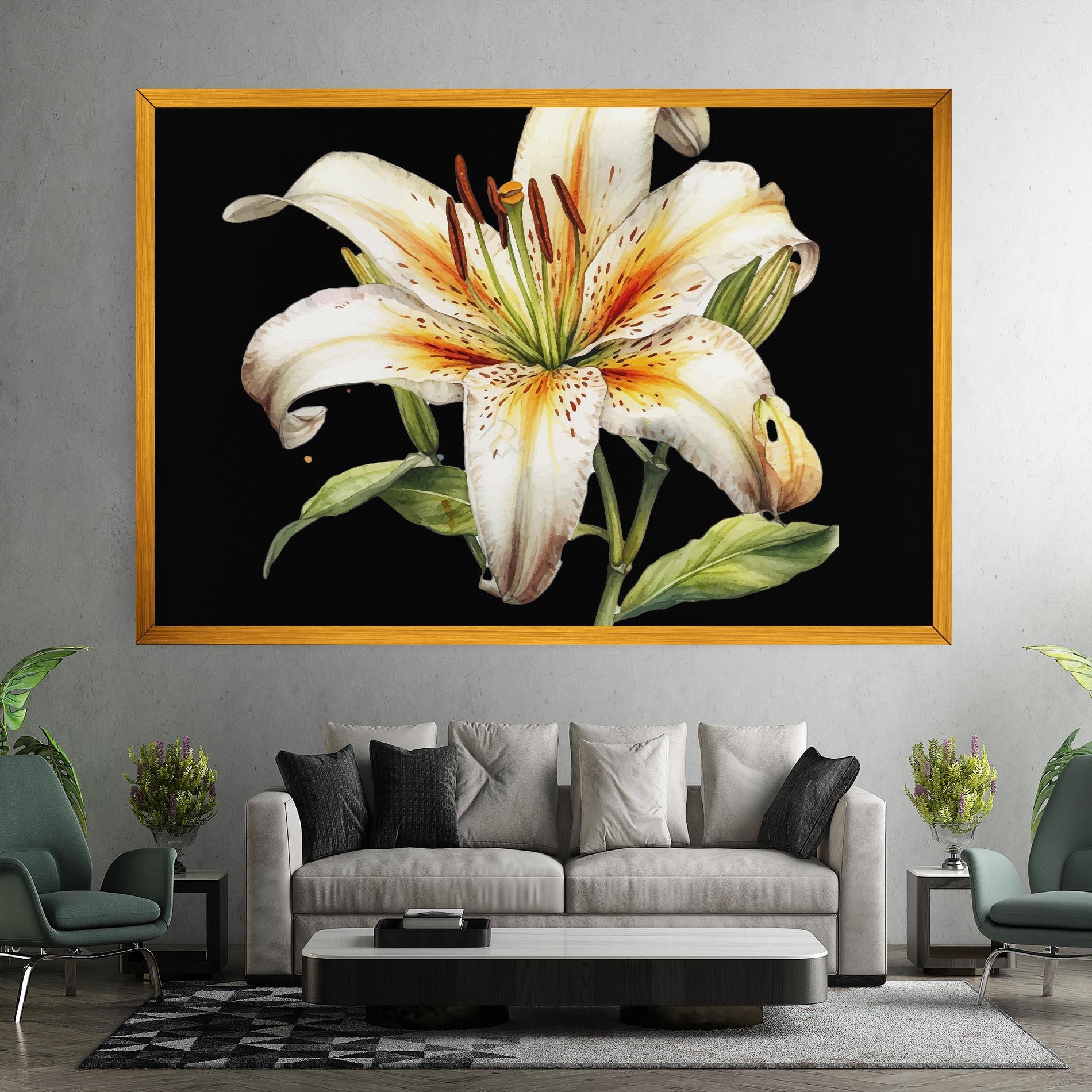 Leinwandbild Beautiful White Lily mockup 7