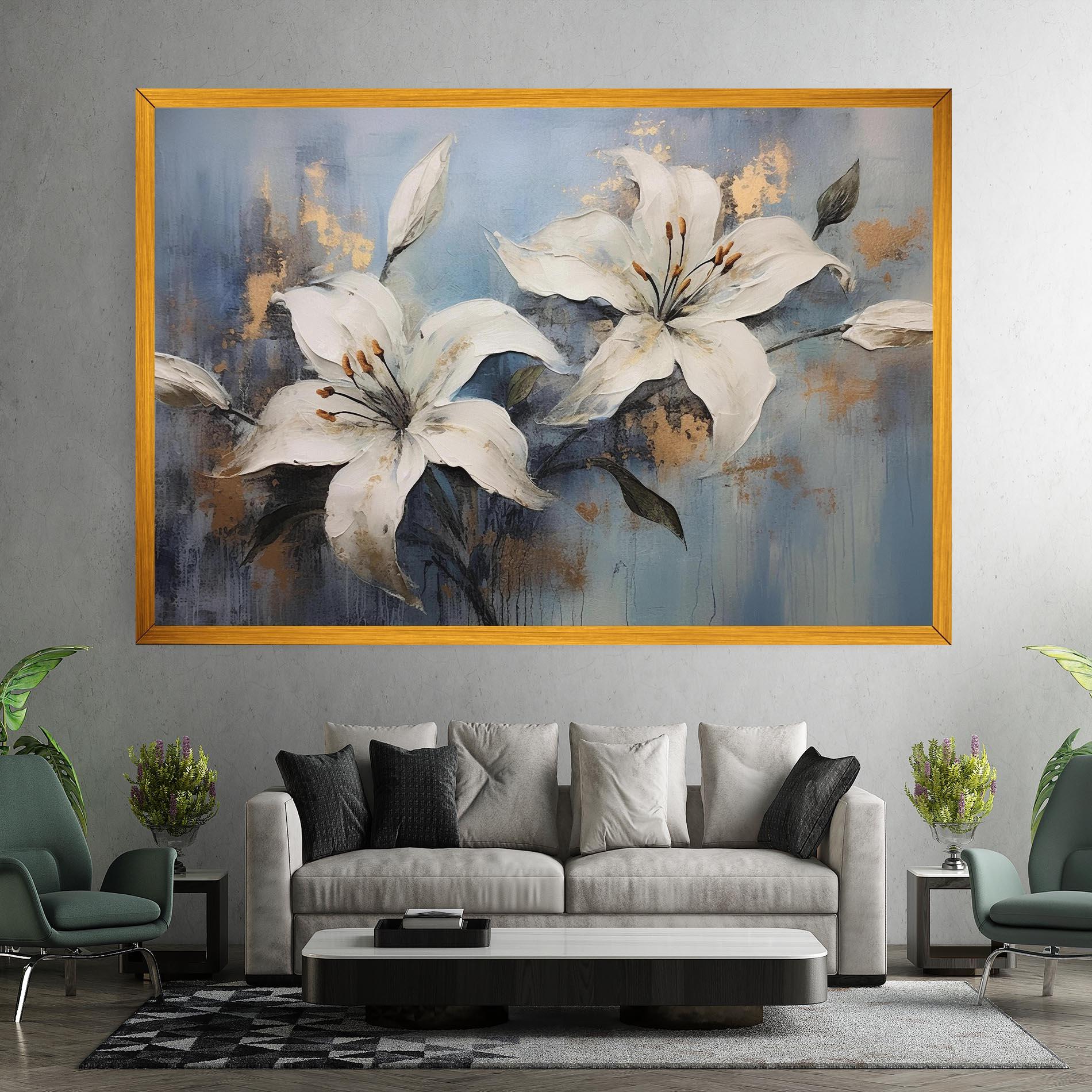 Leinwandbild Gold Lily Painting mockup 7
