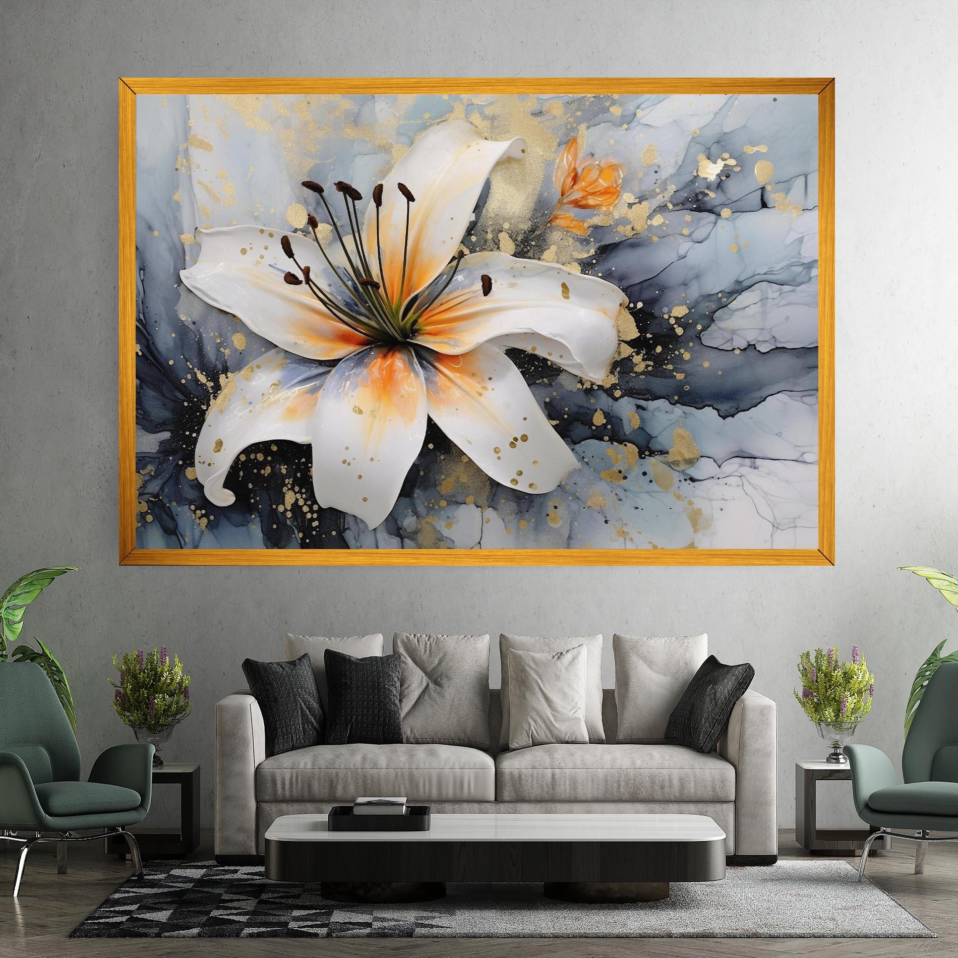 Leinwandbild Lily With Orange Painting mockup 7