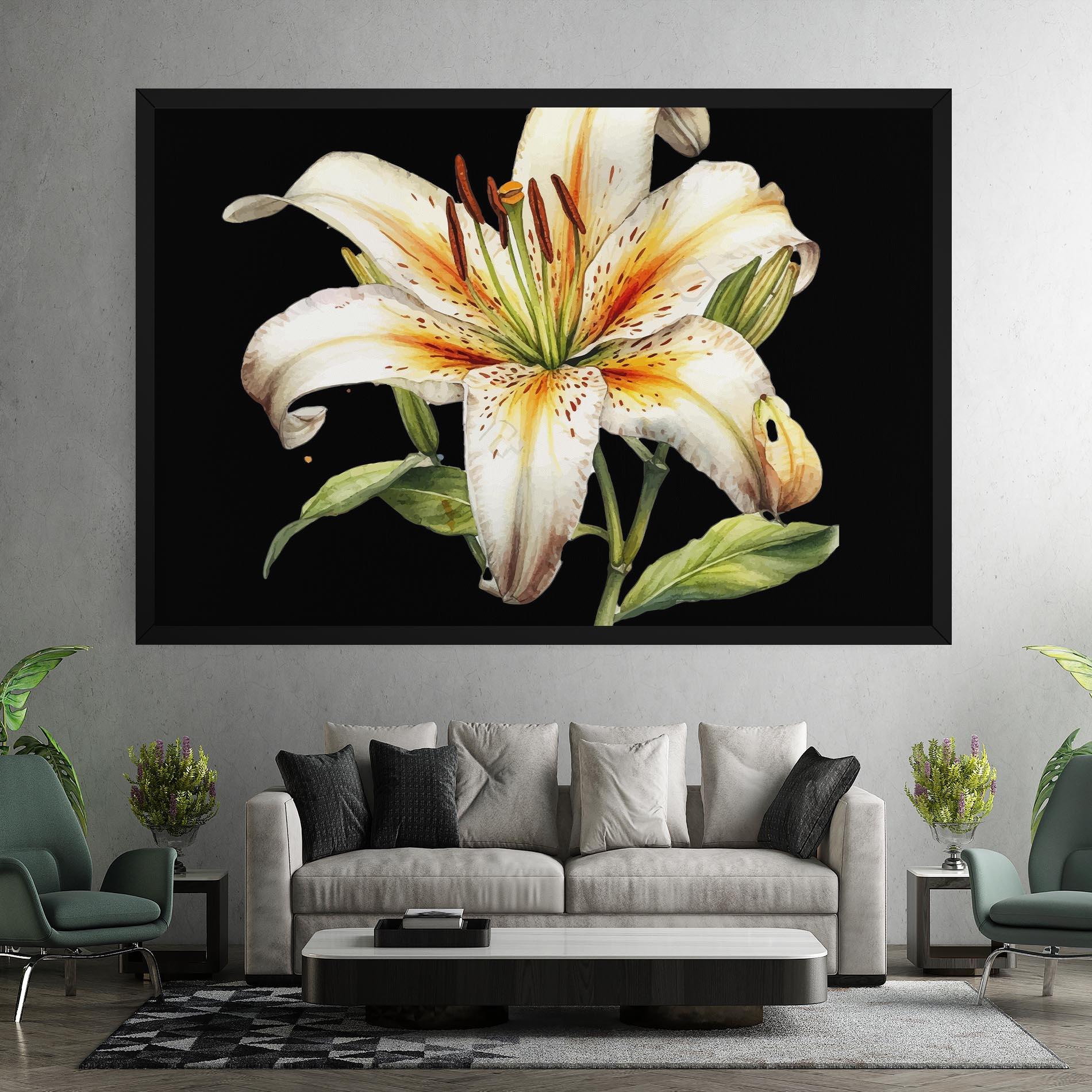 Leinwandbild Beautiful White Lily mockup 7