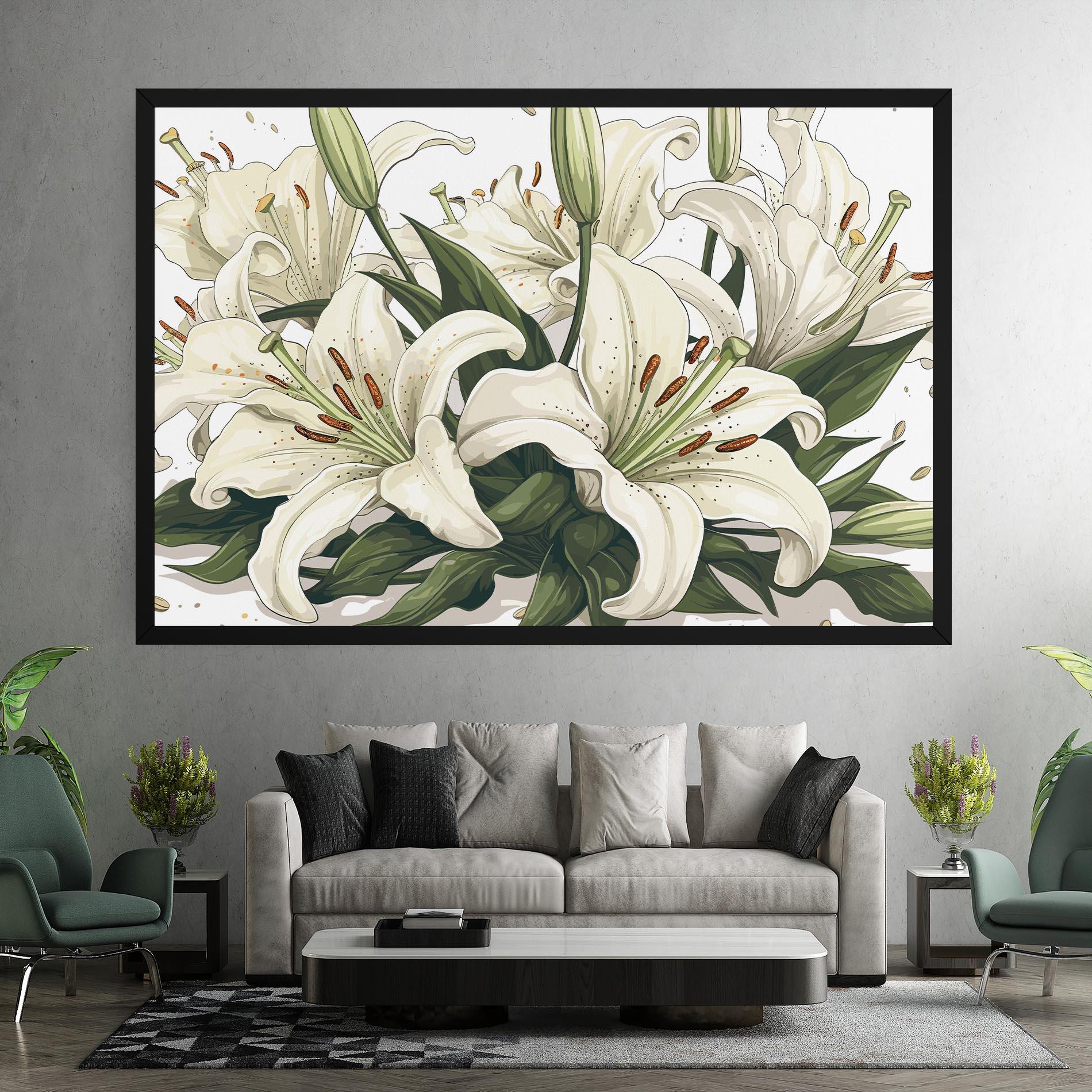 Leinwandbild Grey White Lily mockup 7