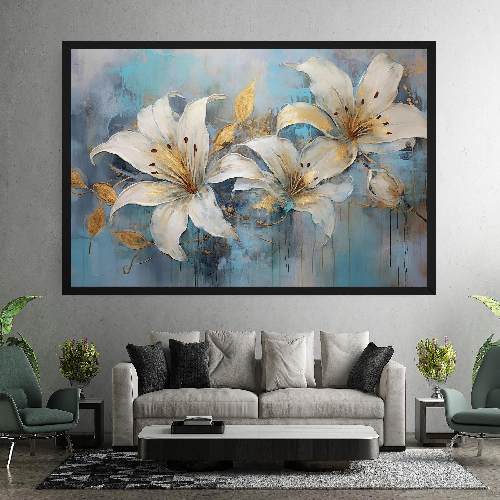 Leinwandbild Lily With Gold Painting mockup 7