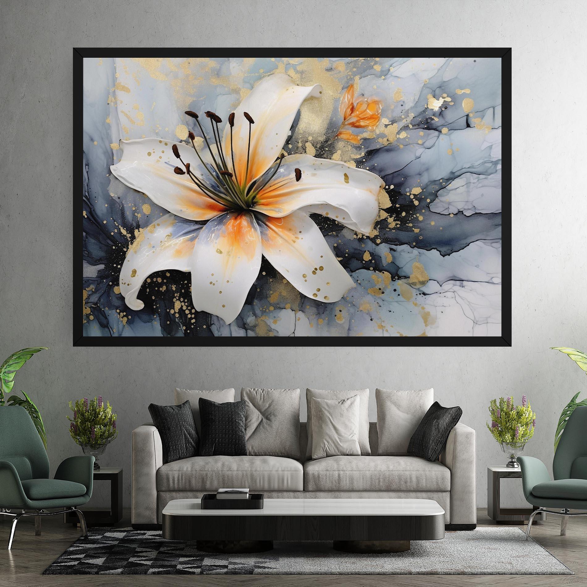 Leinwandbild Lily With Orange Painting mockup 7