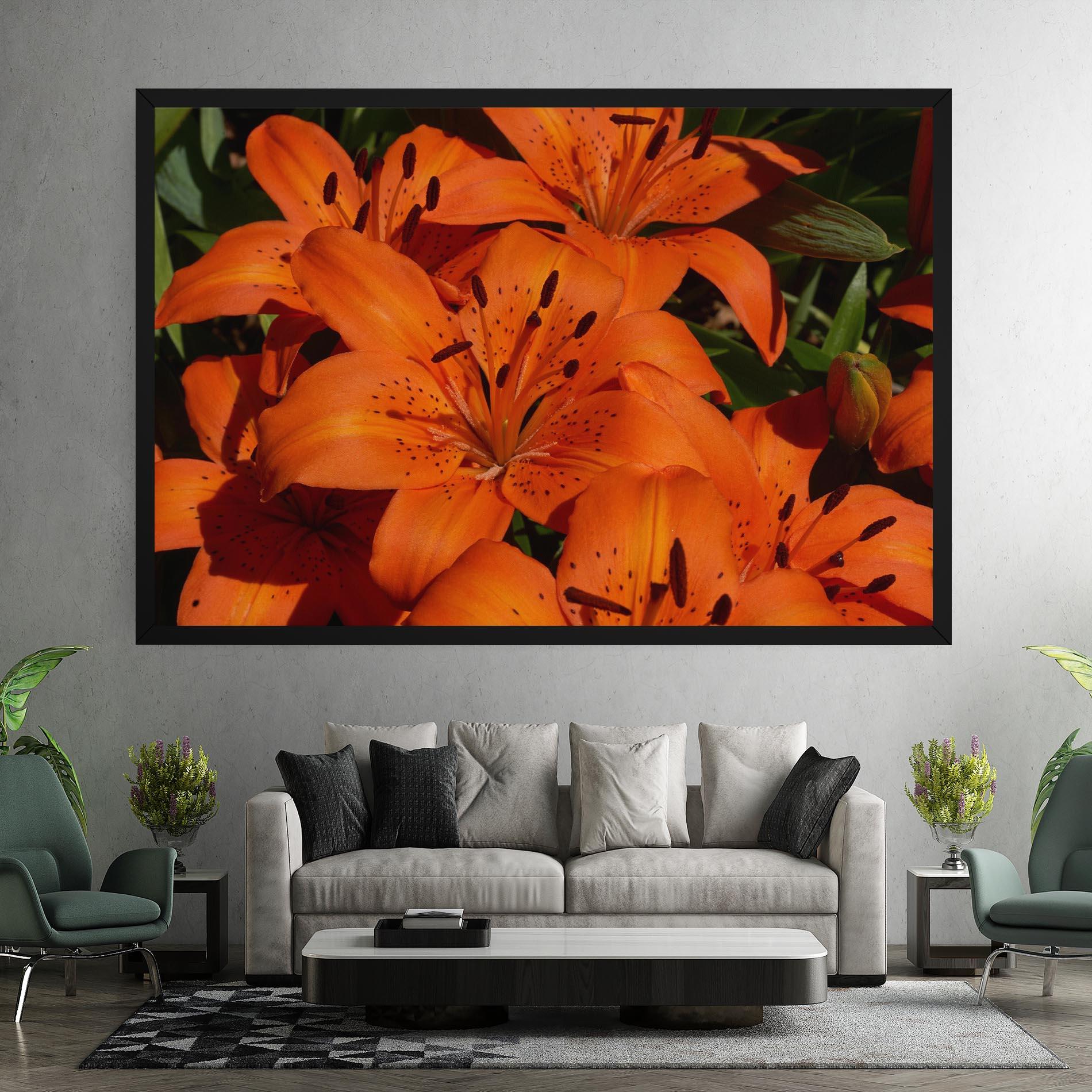 Leinwandbild Orange Lily In The Sun mockup 7