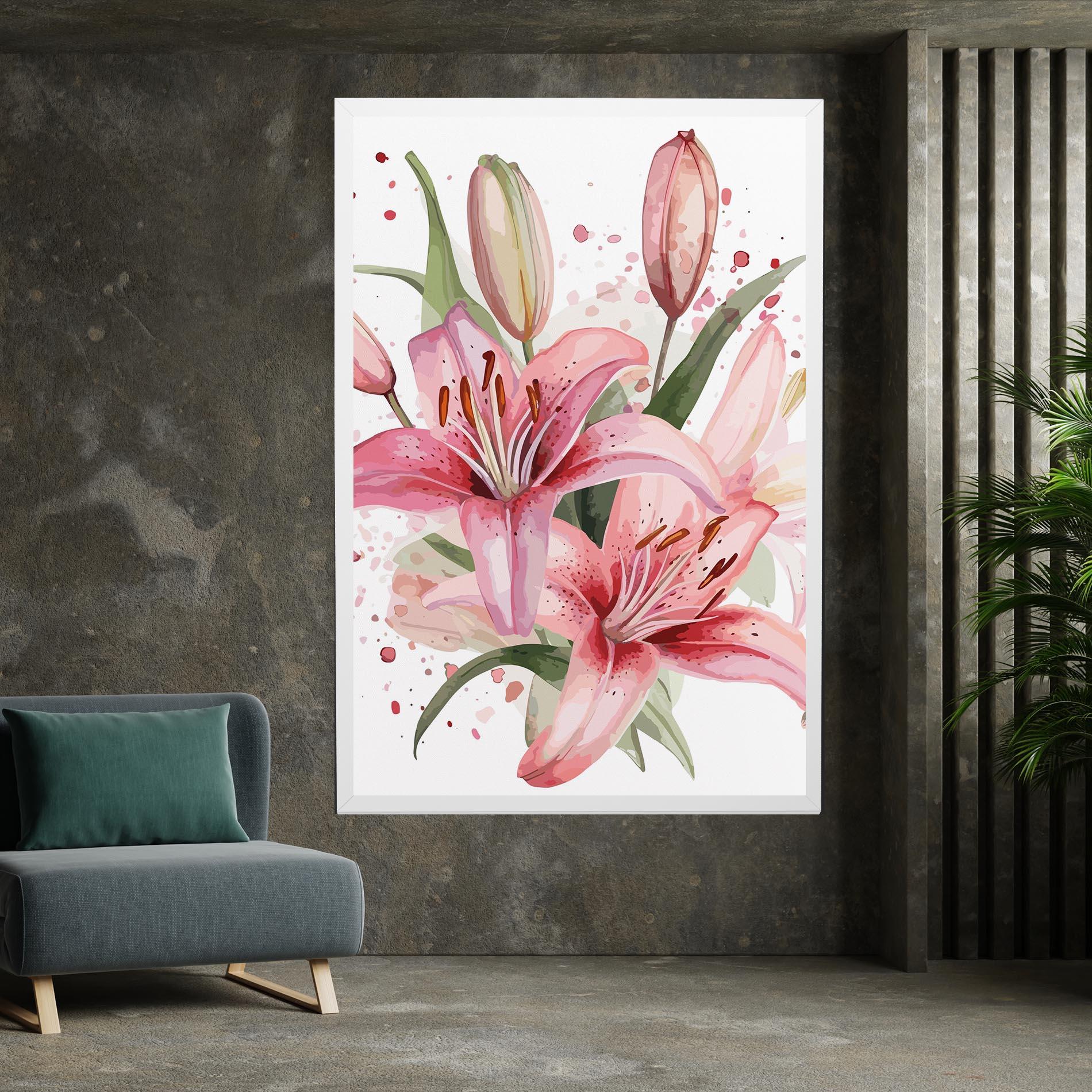 Leinwandbild Beautiful Pink Lily mockup 7