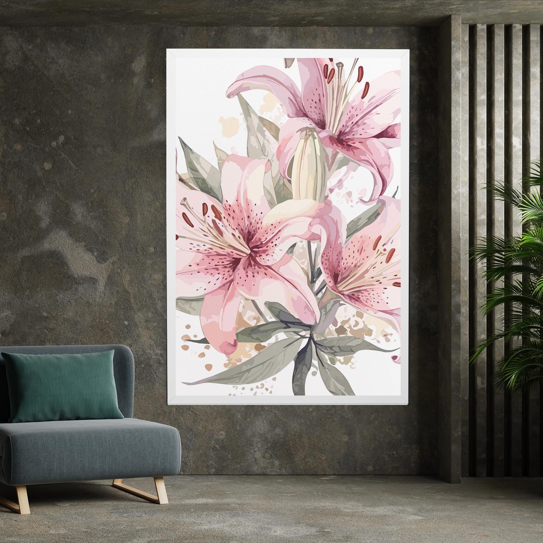 Leinwandbild Light Pink Lily Art mockup 7