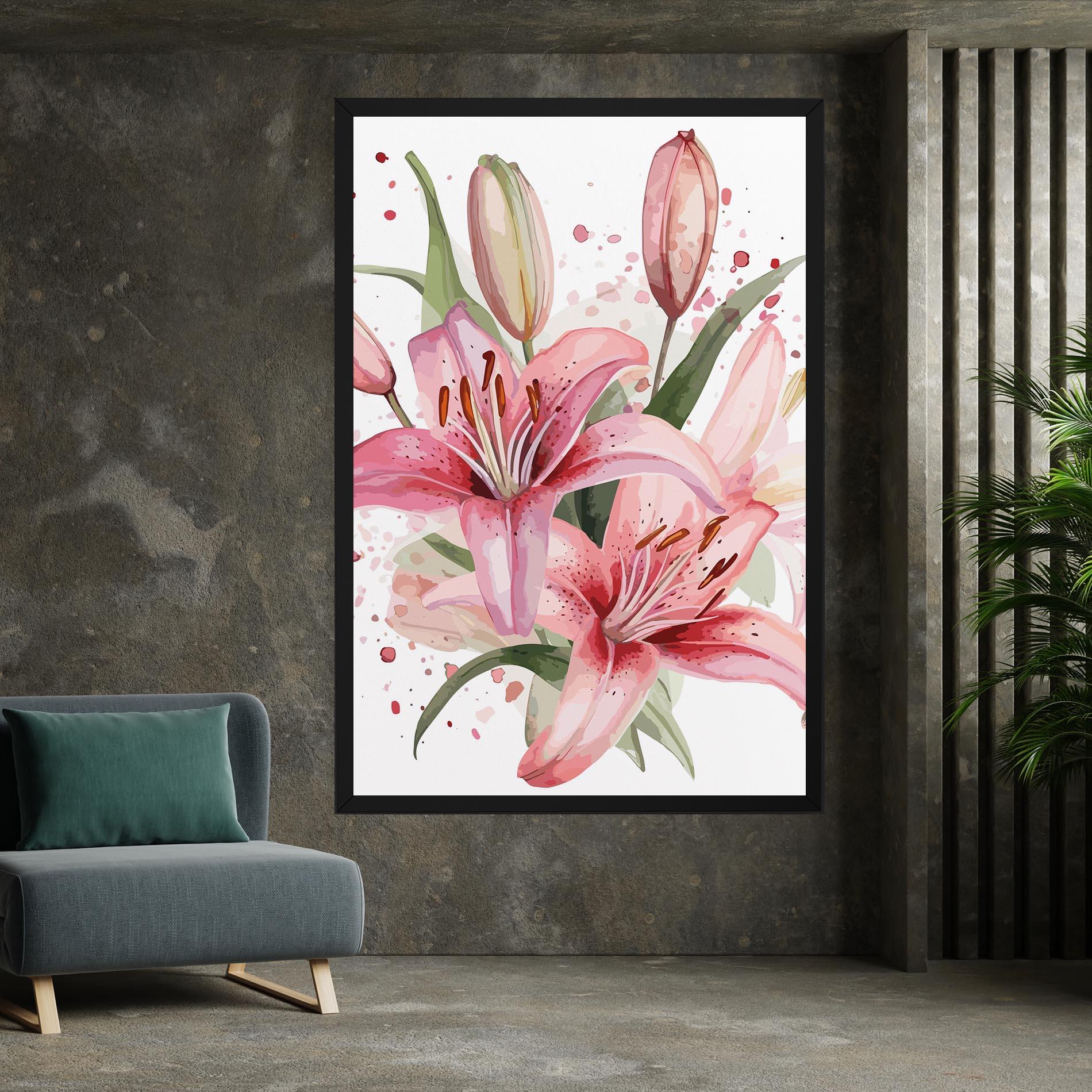 Leinwandbild Beautiful Pink Lily mockup 7