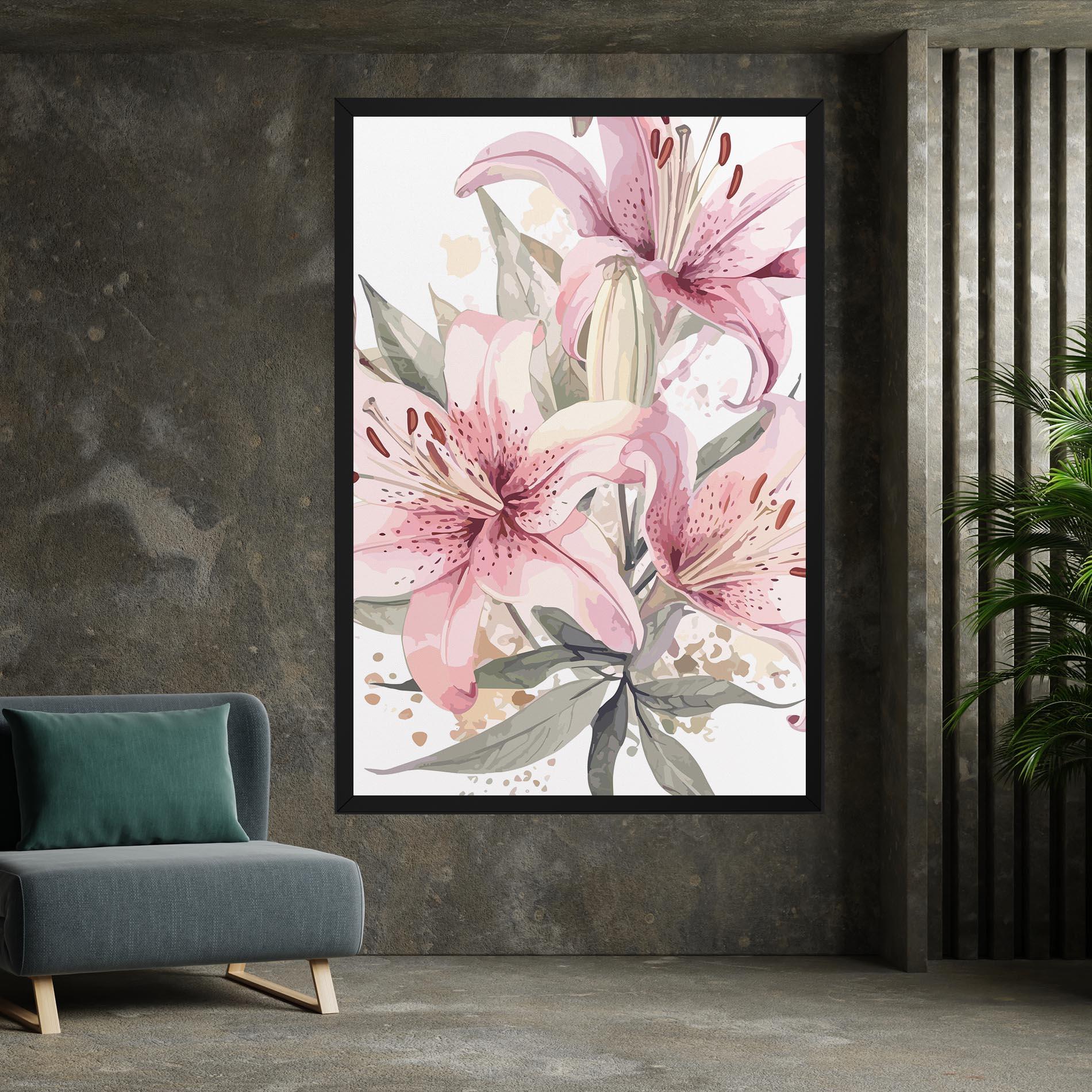 Leinwandbild Light Pink Lily Art mockup 7