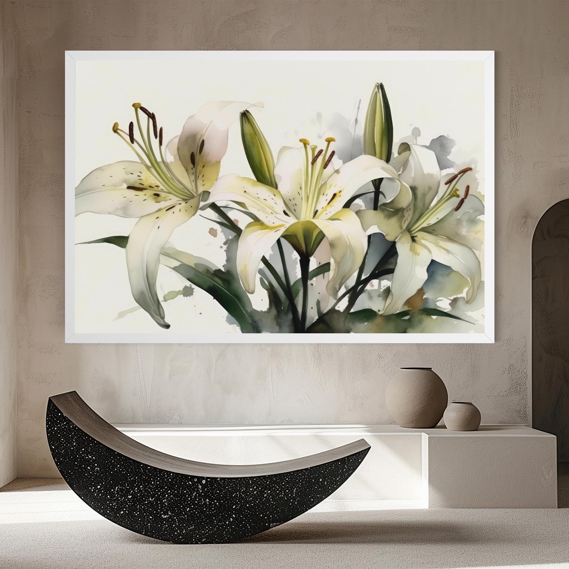 Leinwandbild Cute White Lily Painting mockup 8