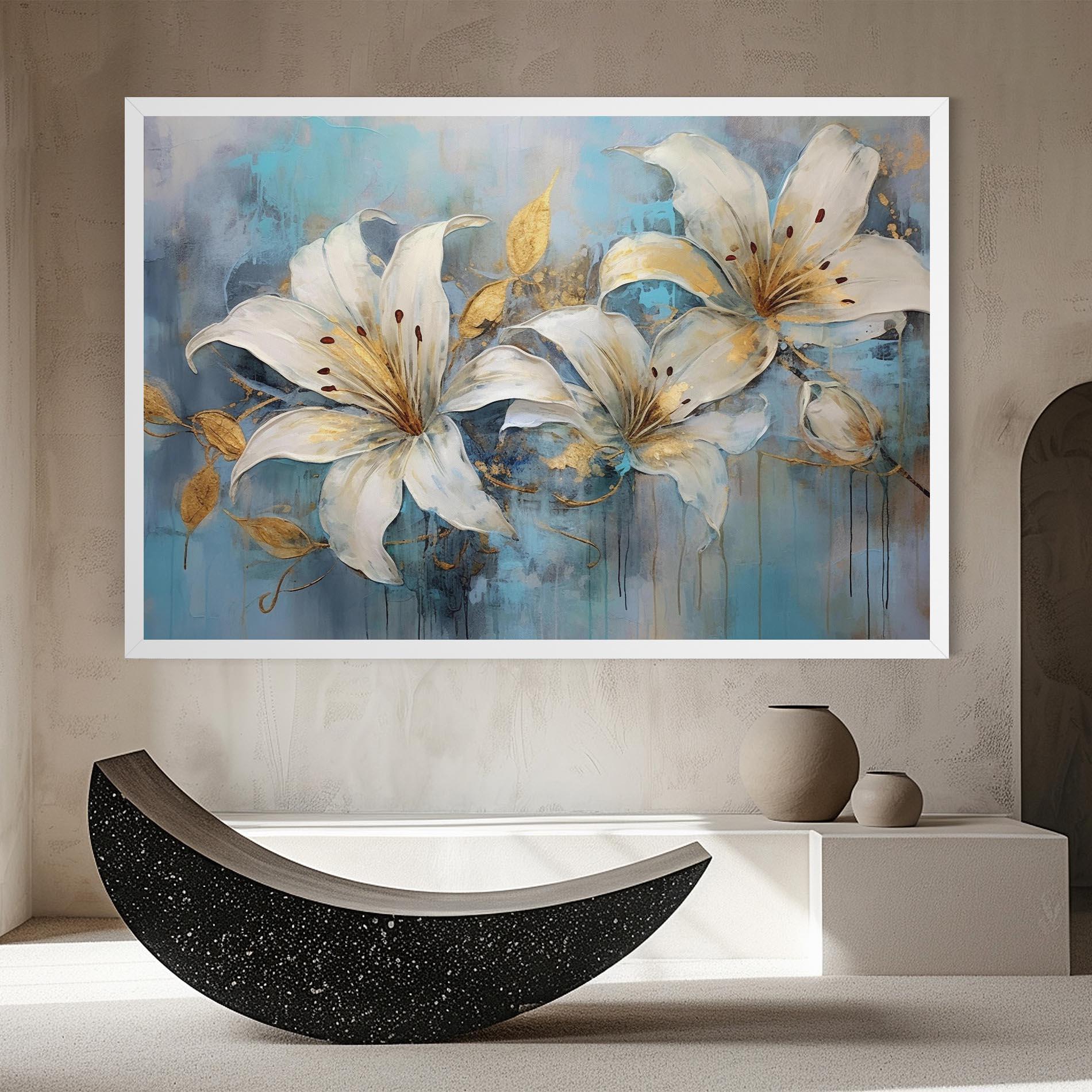 Leinwandbild Lily With Gold Painting mockup 8