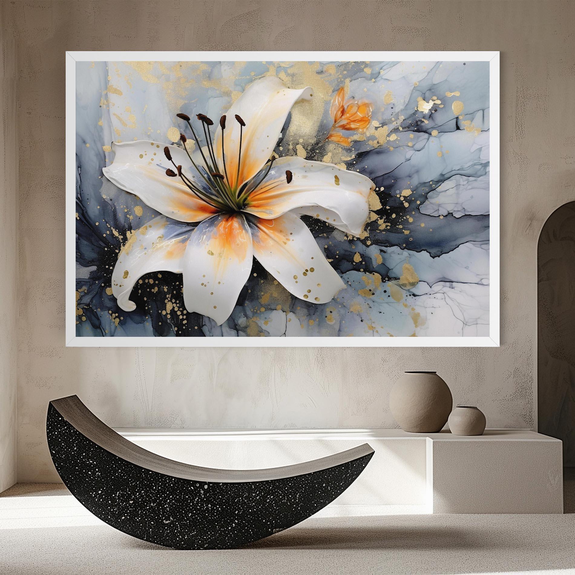 Leinwandbild Lily With Orange Painting mockup 8