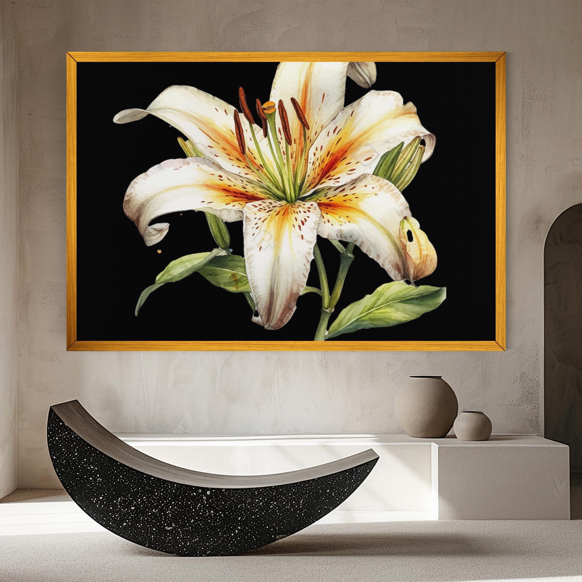 Leinwandbild Beautiful White Lily mockup 8