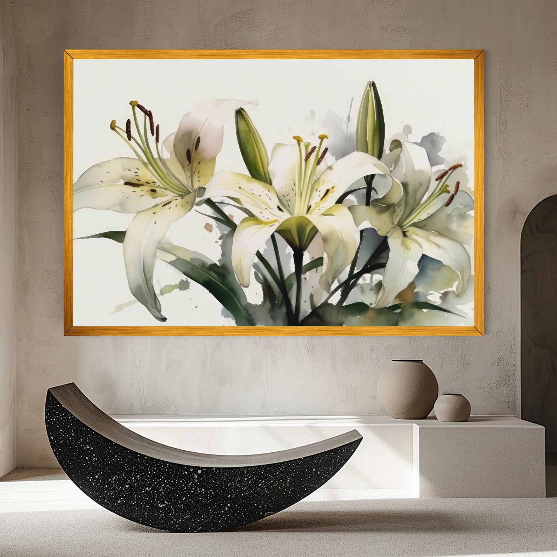 Leinwandbild Cute White Lily Painting mockup 8