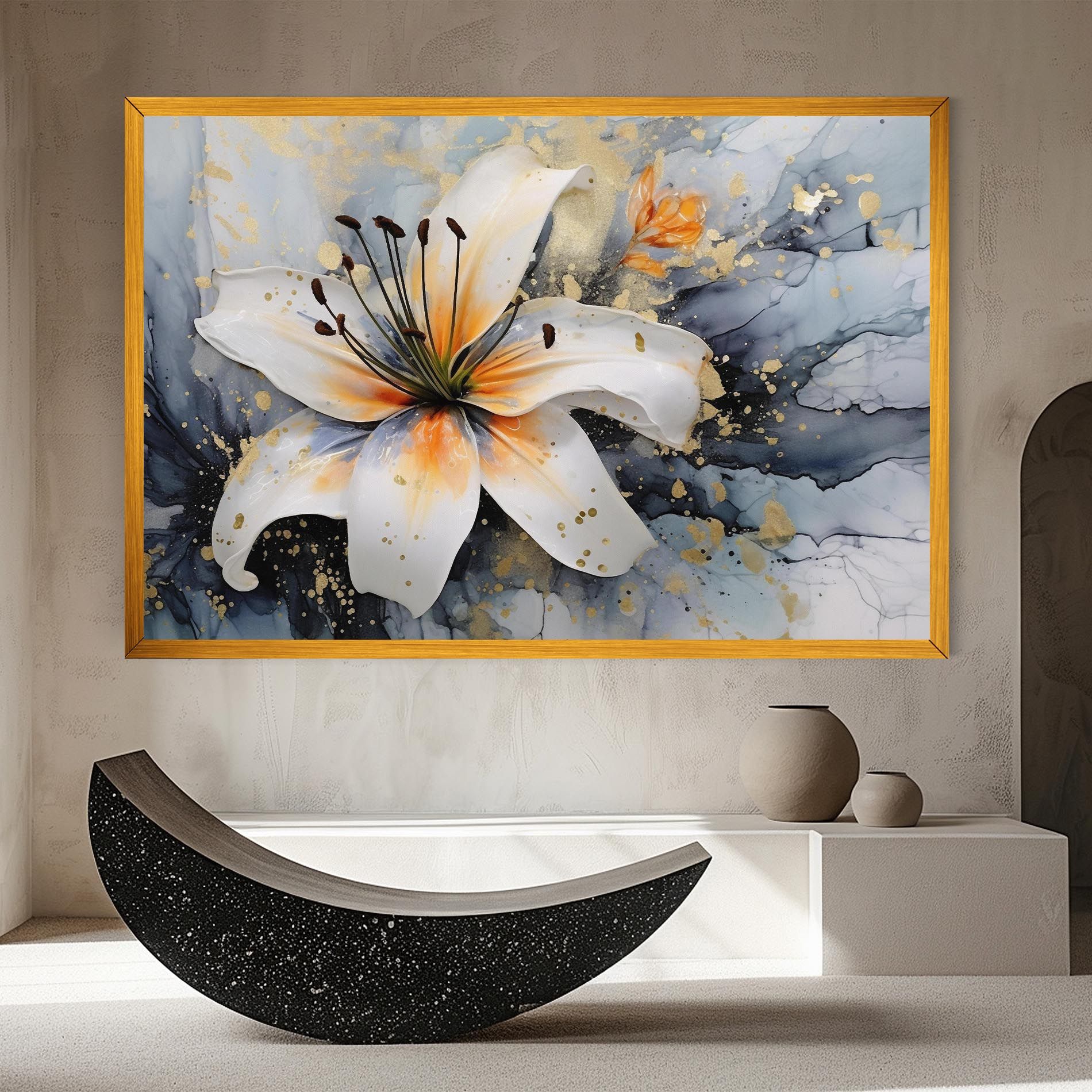 Lily With Orange Painting mockup 8
