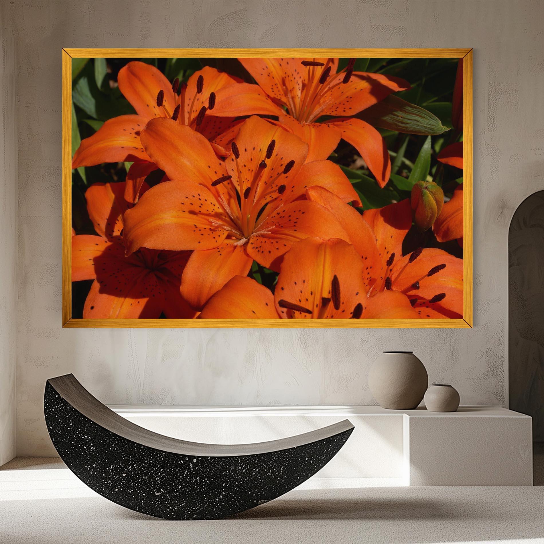 Leinwandbild Orange Lily In The Sun mockup 8