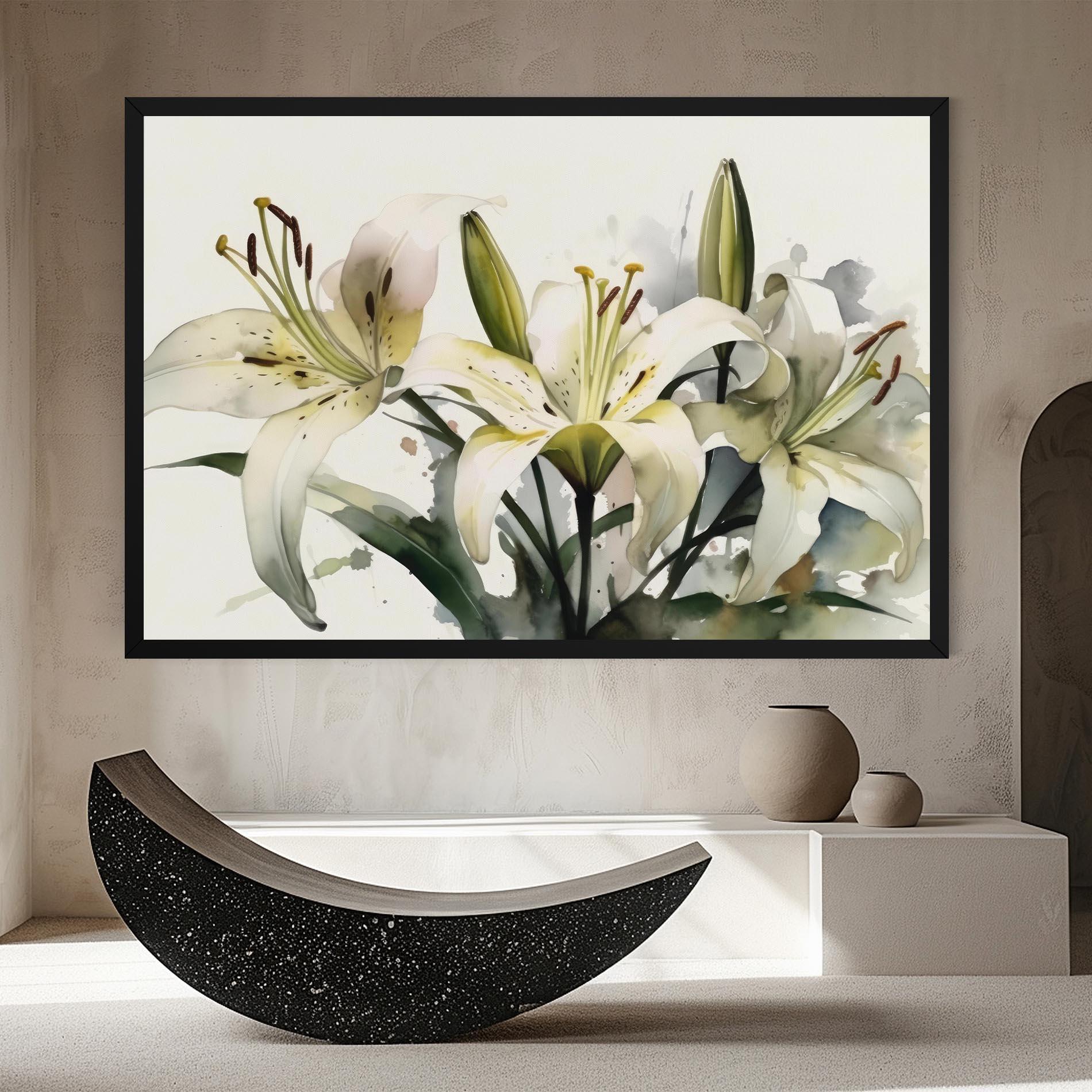 Leinwandbild Cute White Lily Painting mockup 8