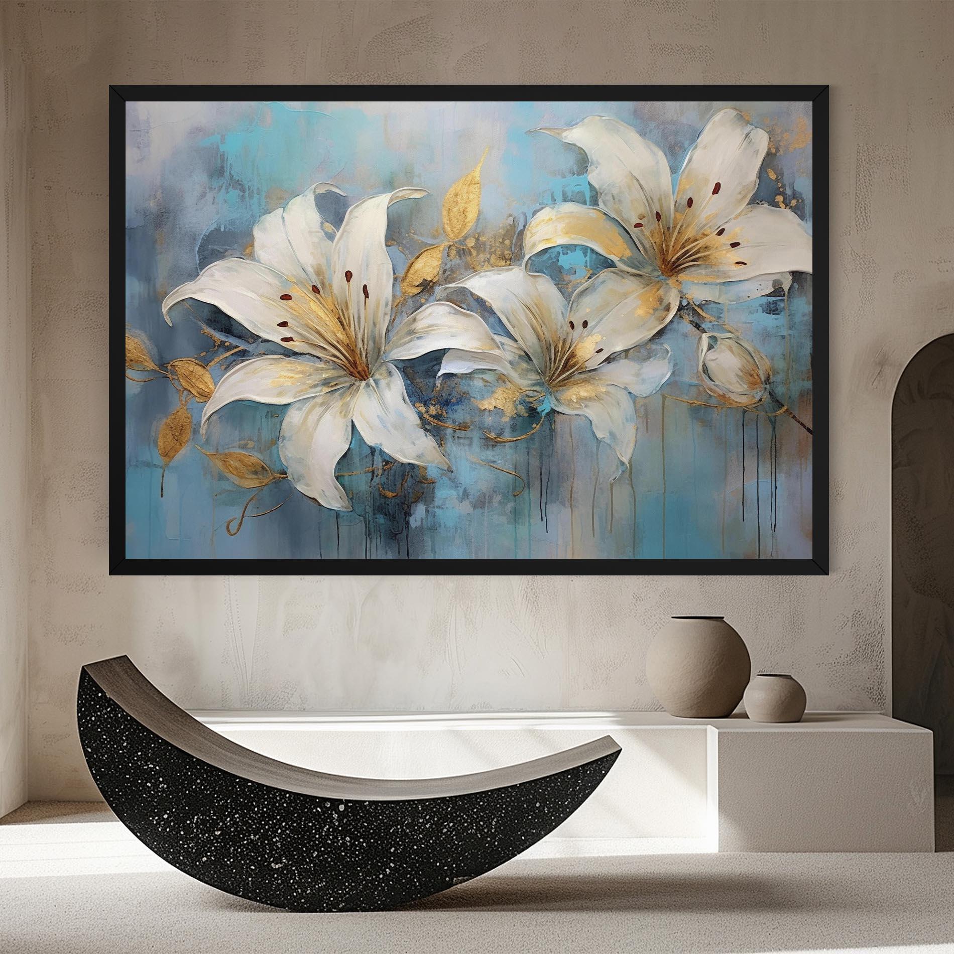 Leinwandbild Lily With Gold Painting mockup 8