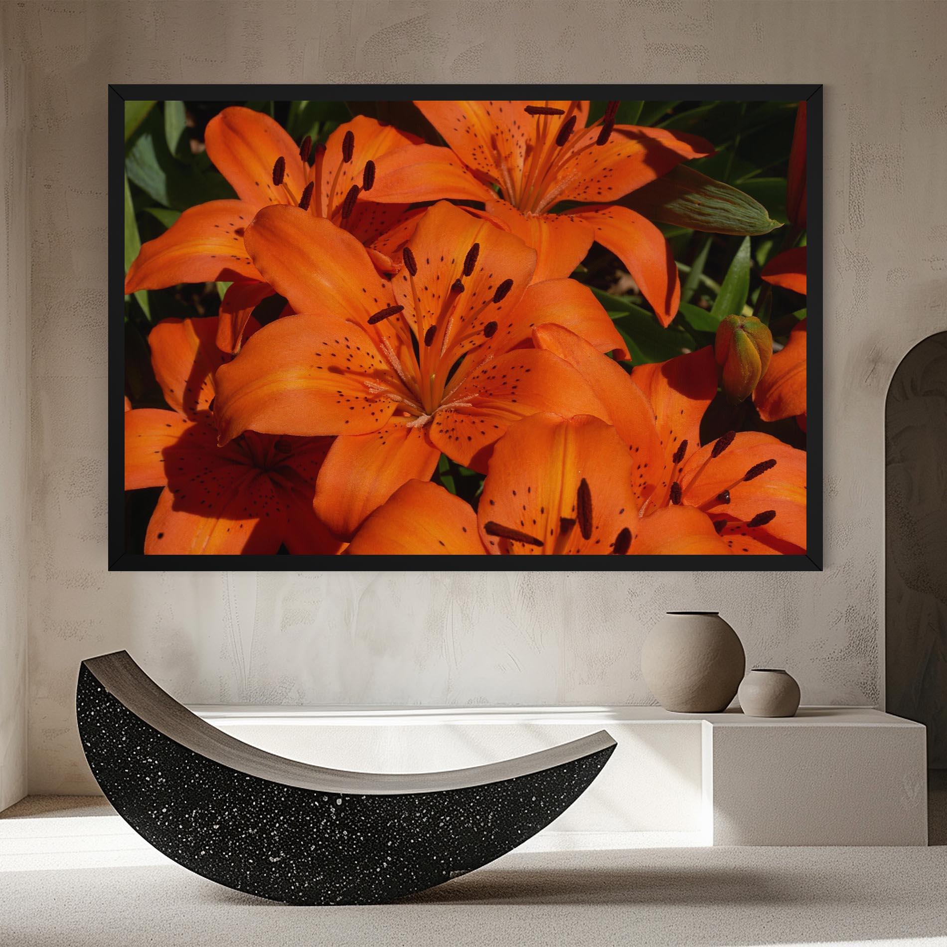 Leinwandbild Orange Lily In The Sun mockup 8