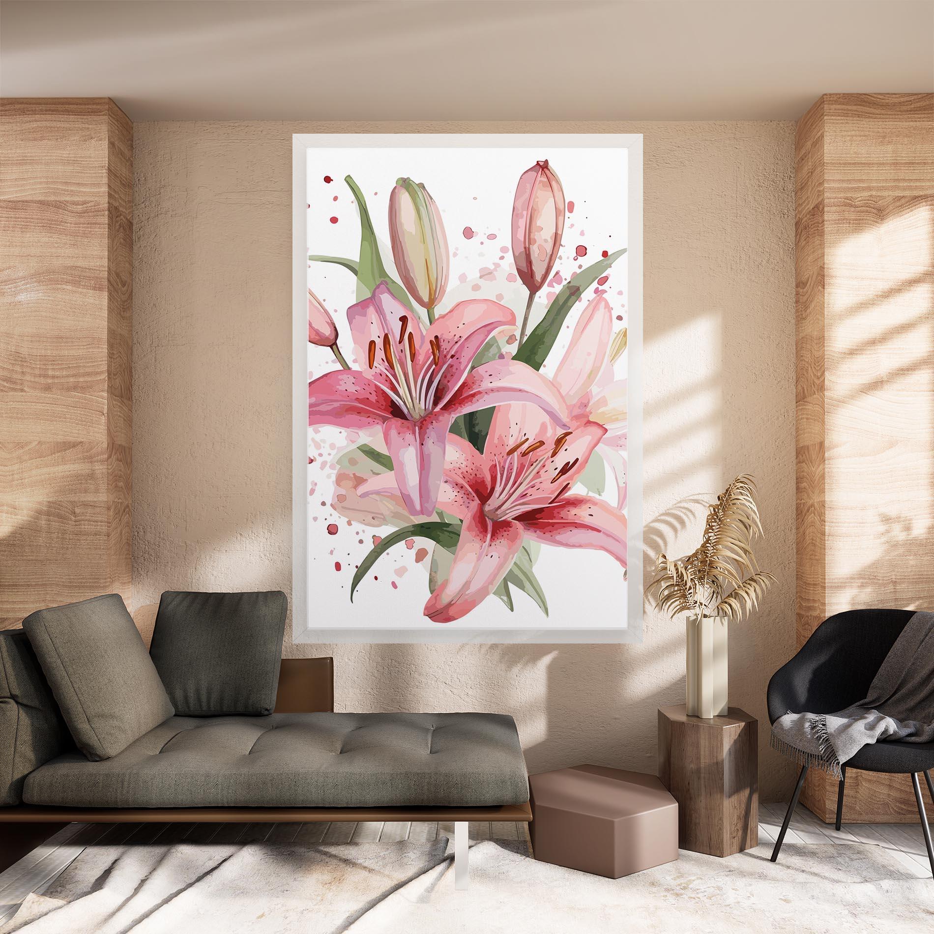 Leinwandbild Beautiful Pink Lily mockup 8