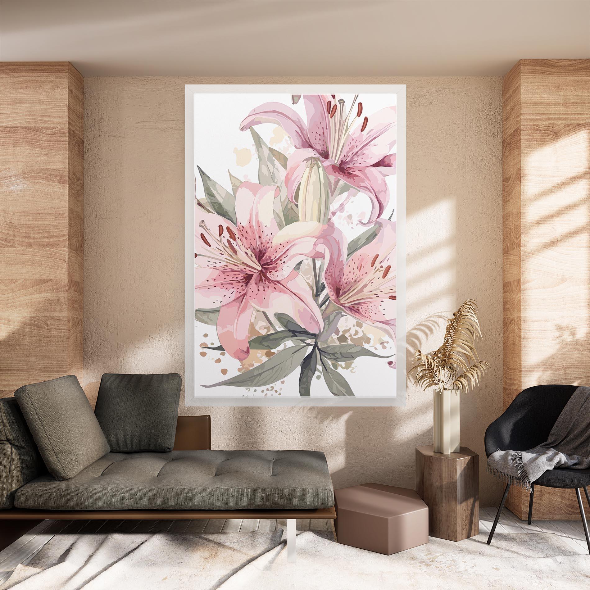 Leinwandbild Light Pink Lily Art mockup 8