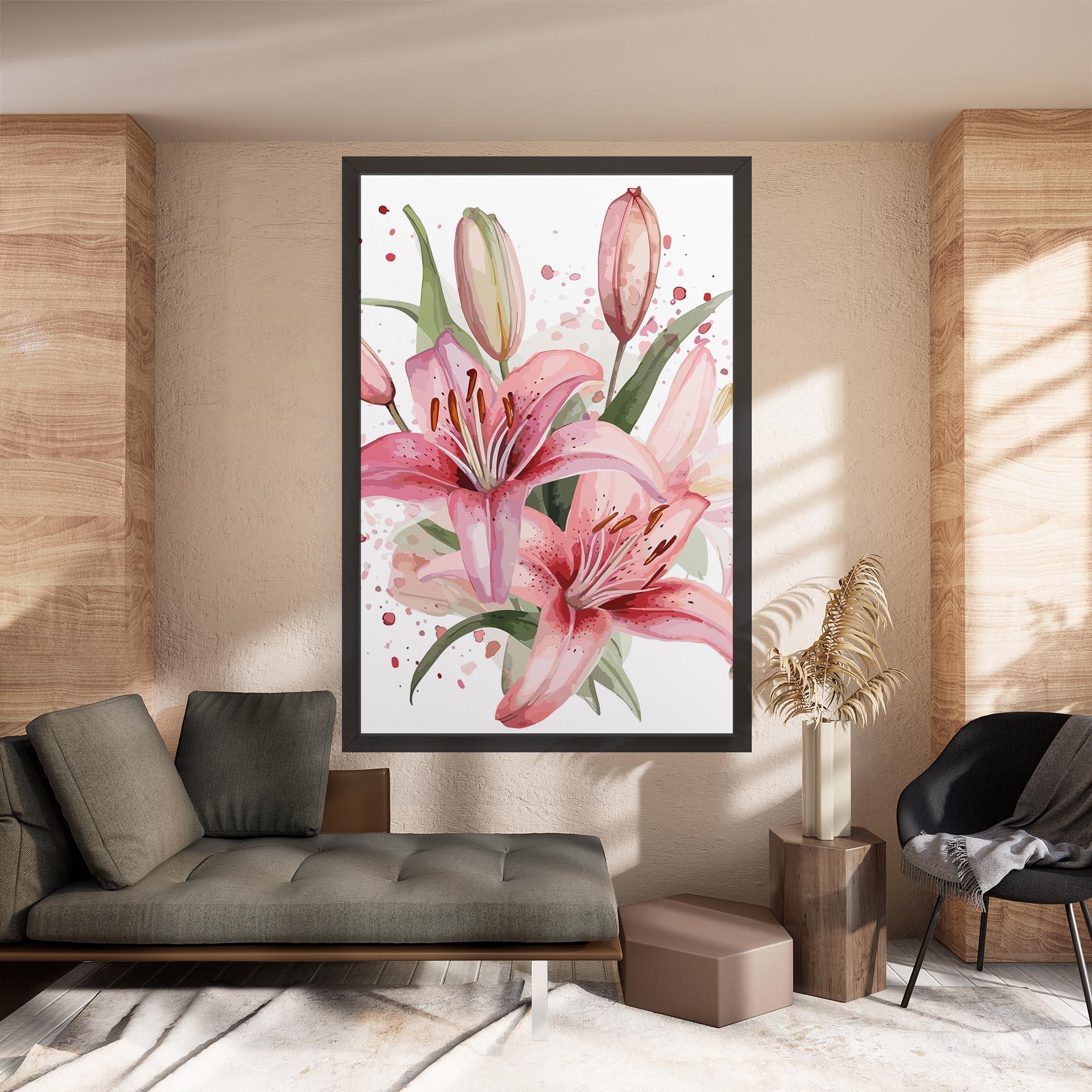 Leinwandbild Beautiful Pink Lily mockup 8