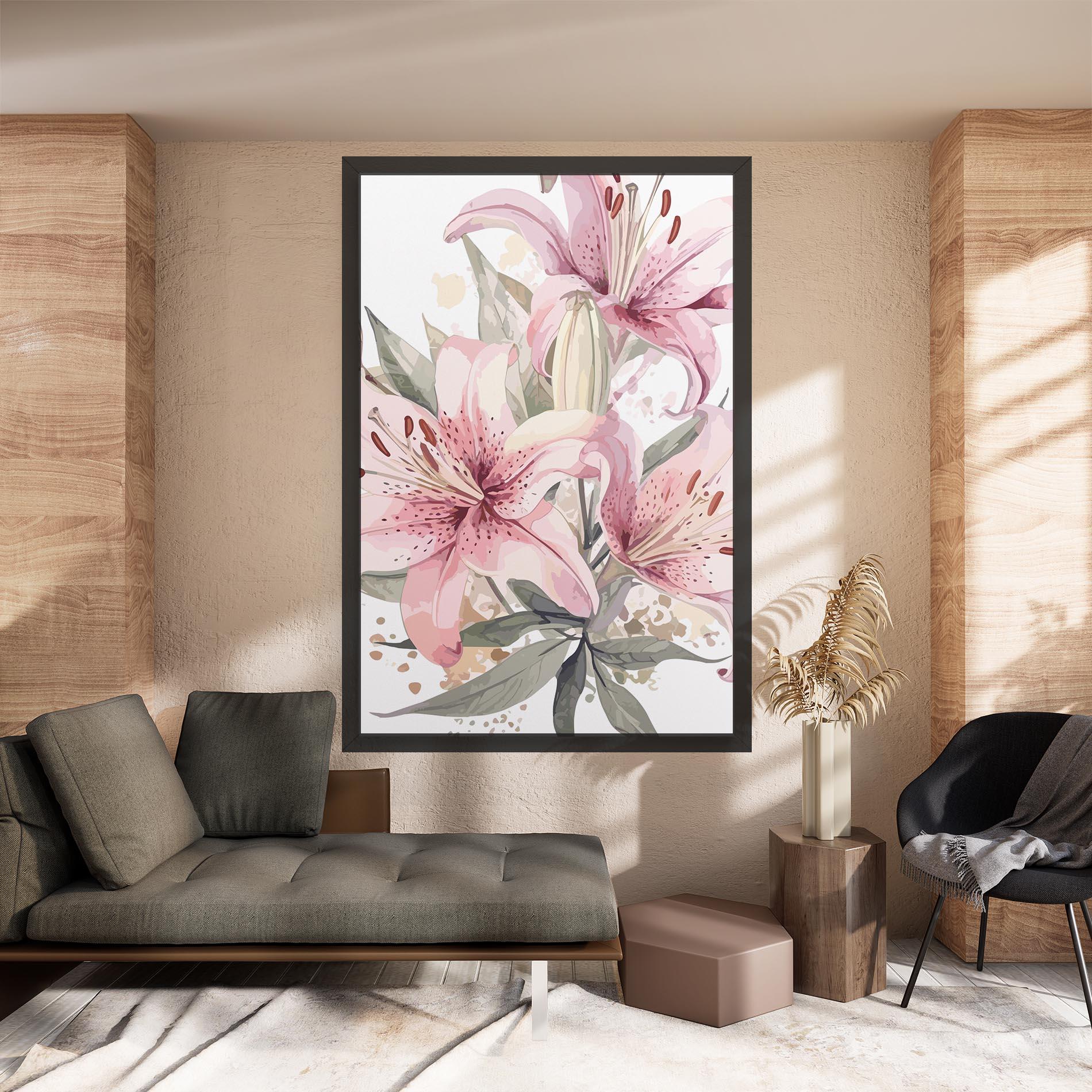 Leinwandbild Light Pink Lily Art mockup 8