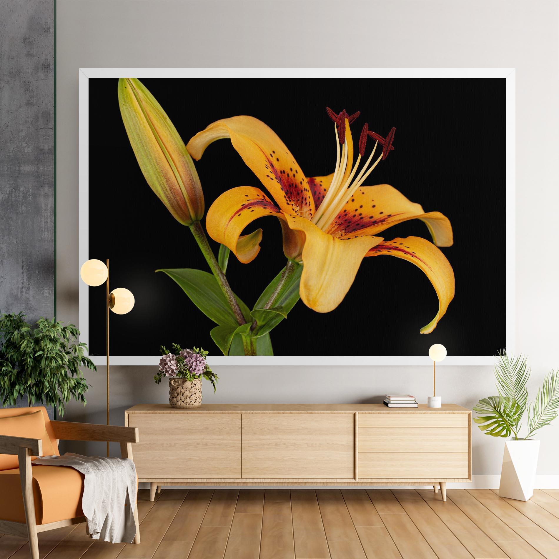 Leinwandbild Beautiful Yellow Lily mockup 9
