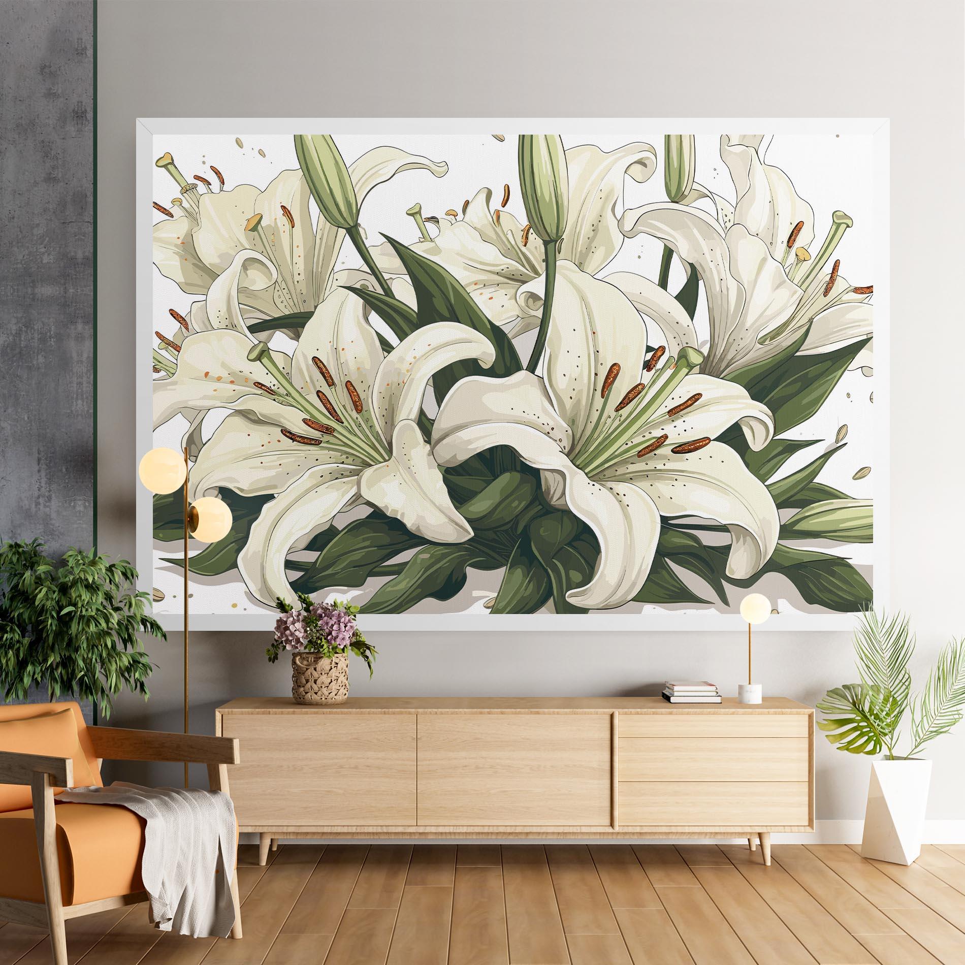 Leinwandbild Grey White Lily mockup 9