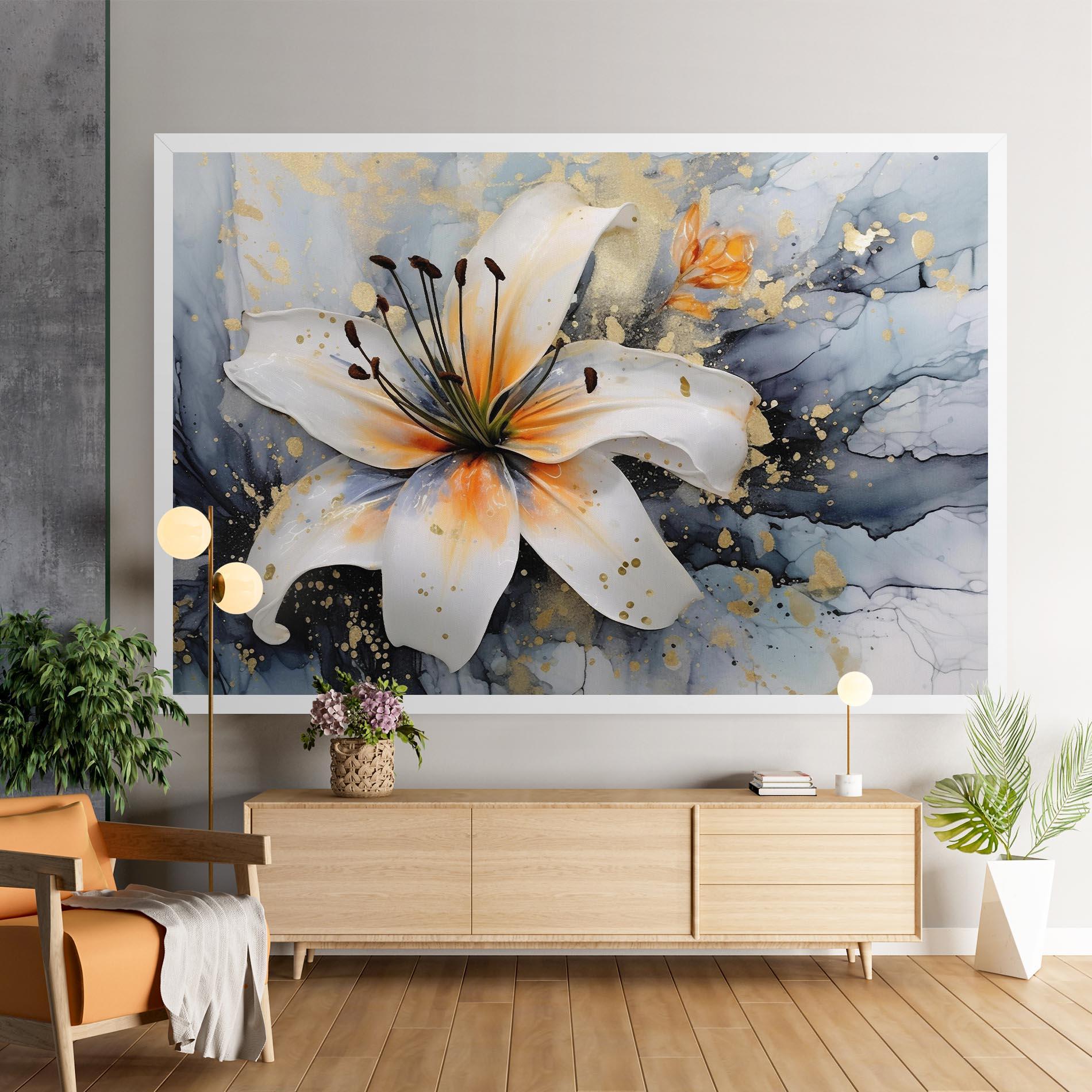 Leinwandbild Lily With Orange Painting mockup 9