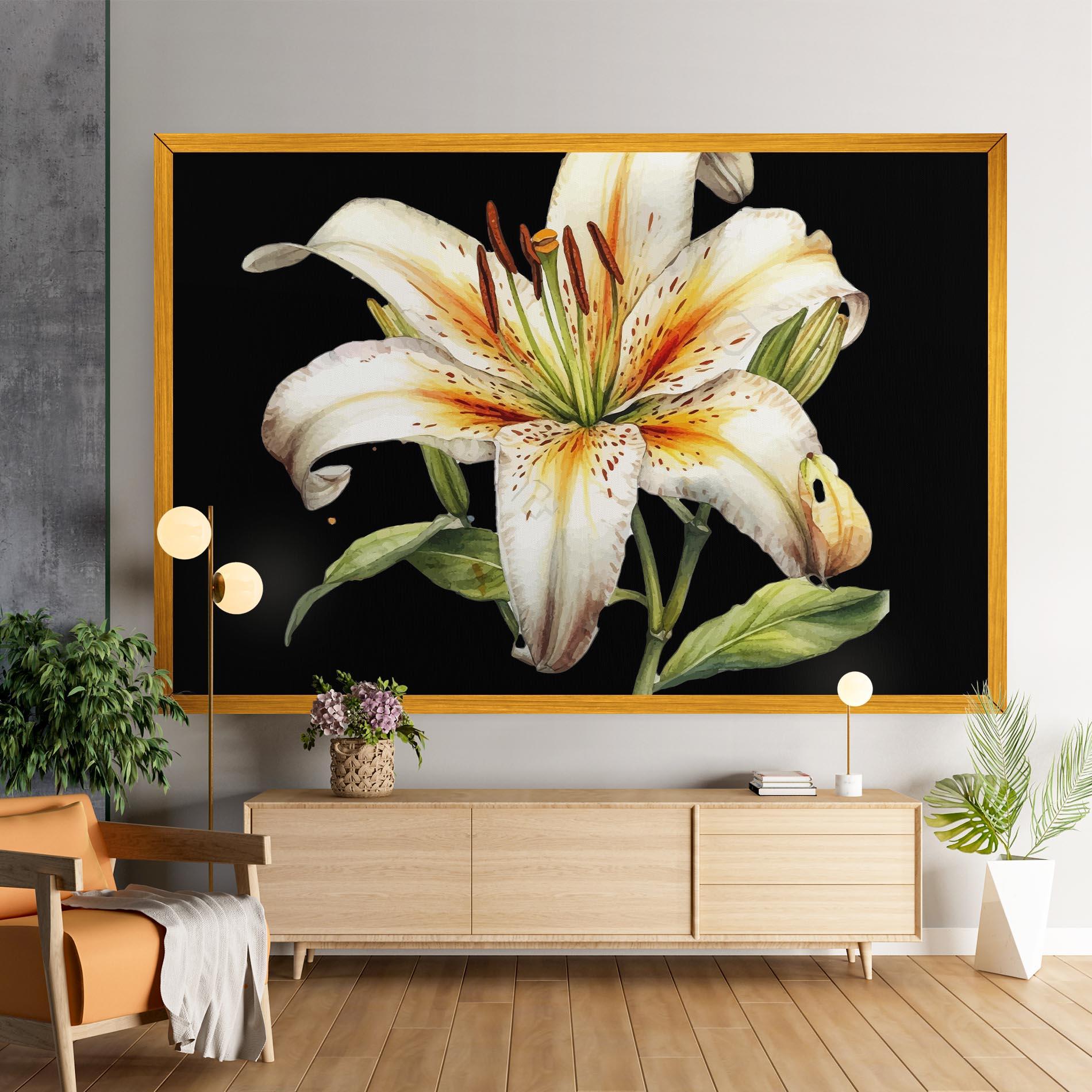 Leinwandbild Beautiful White Lily mockup 9