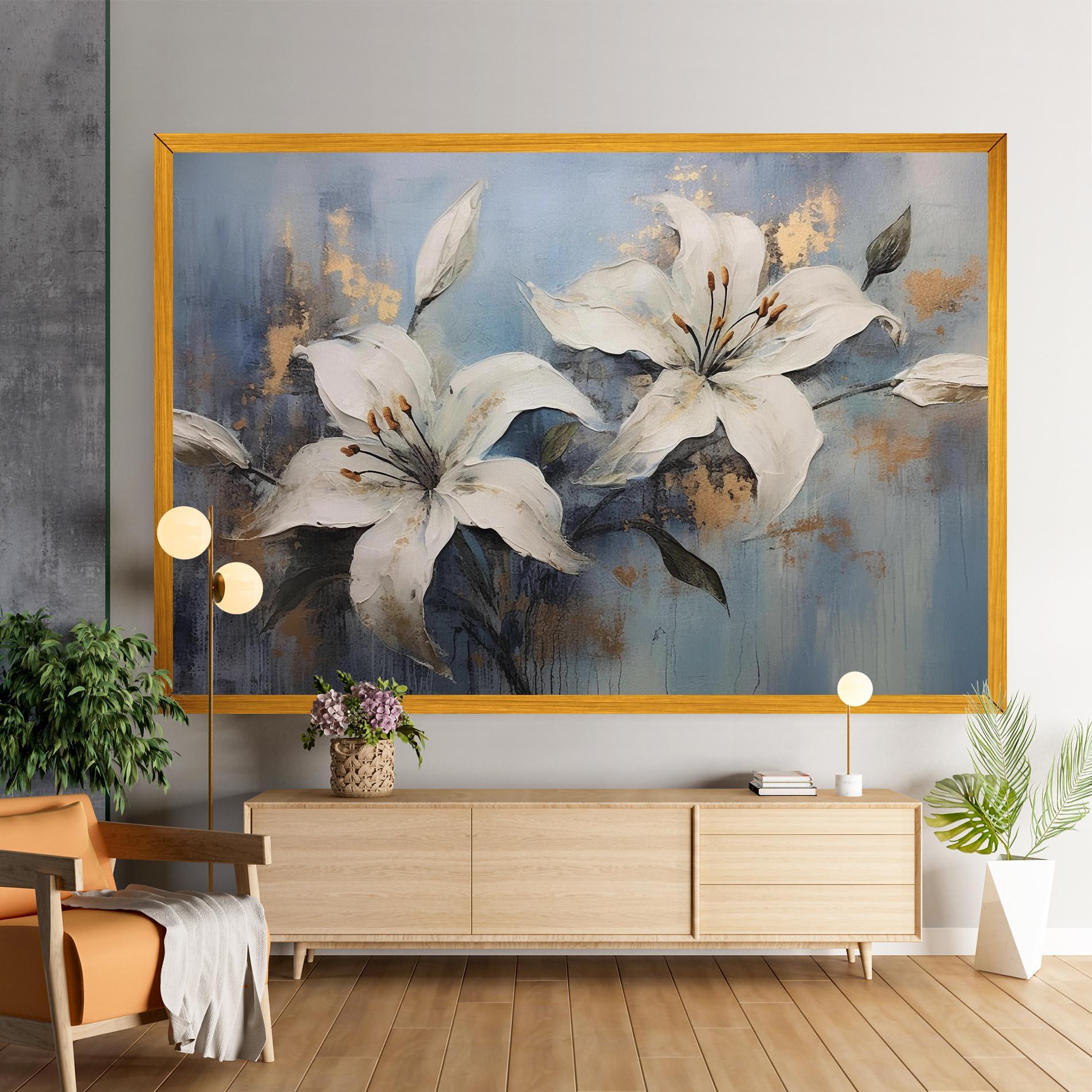 Leinwandbild Gold Lily Painting mockup 9