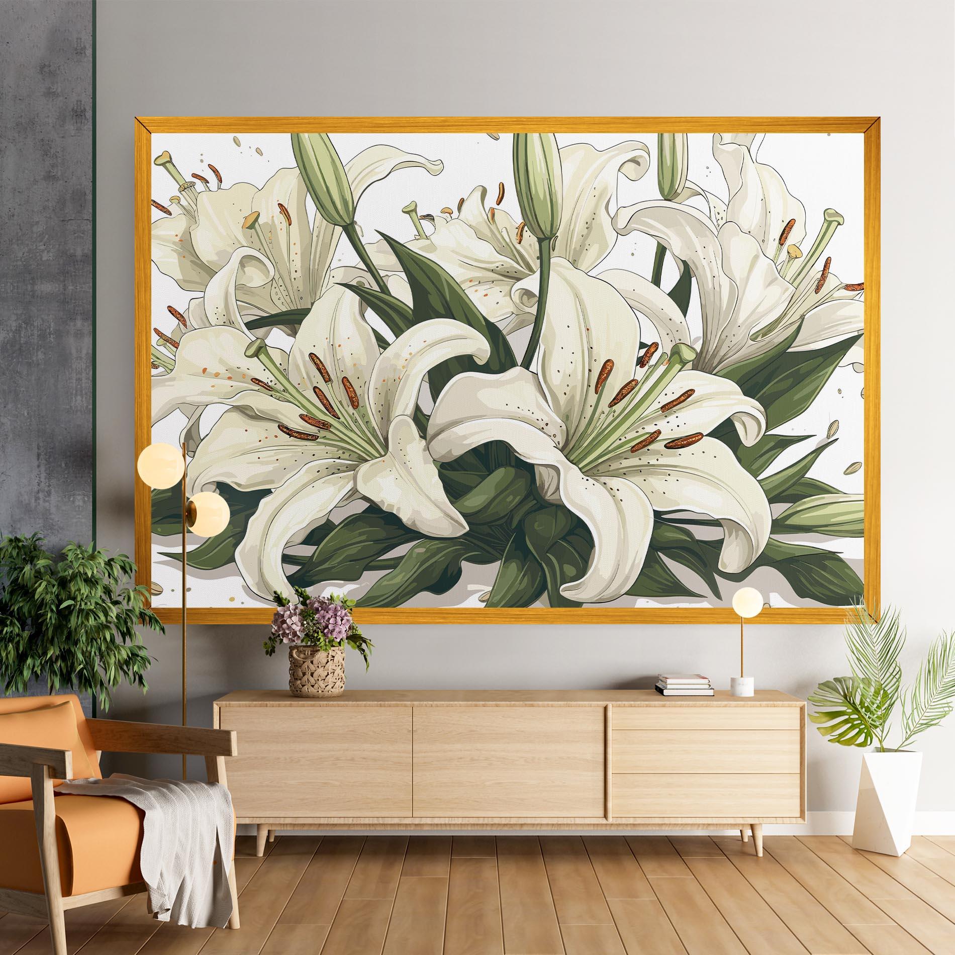 Leinwandbild Grey White Lily mockup 9