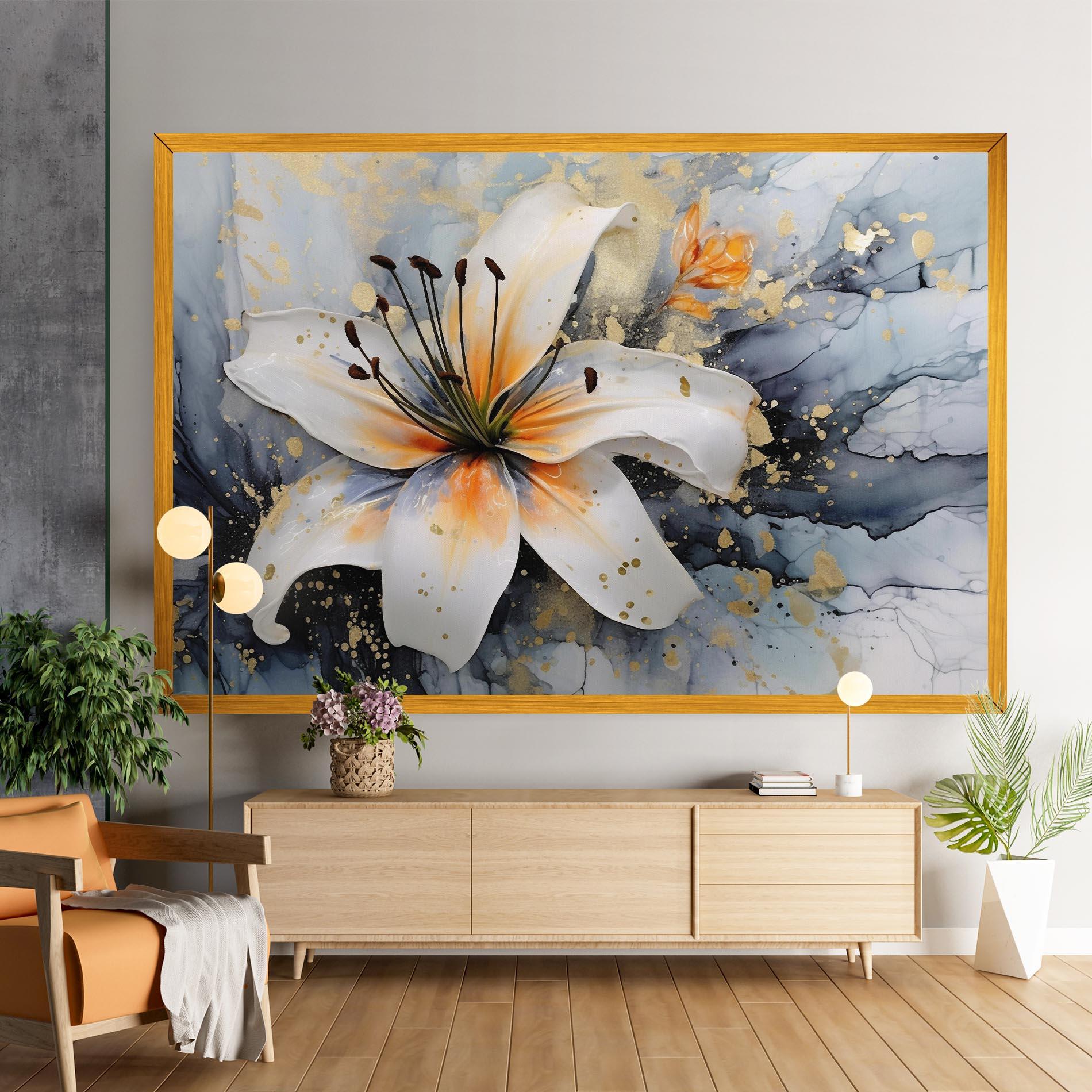 Leinwandbild Lily With Orange Painting mockup 9