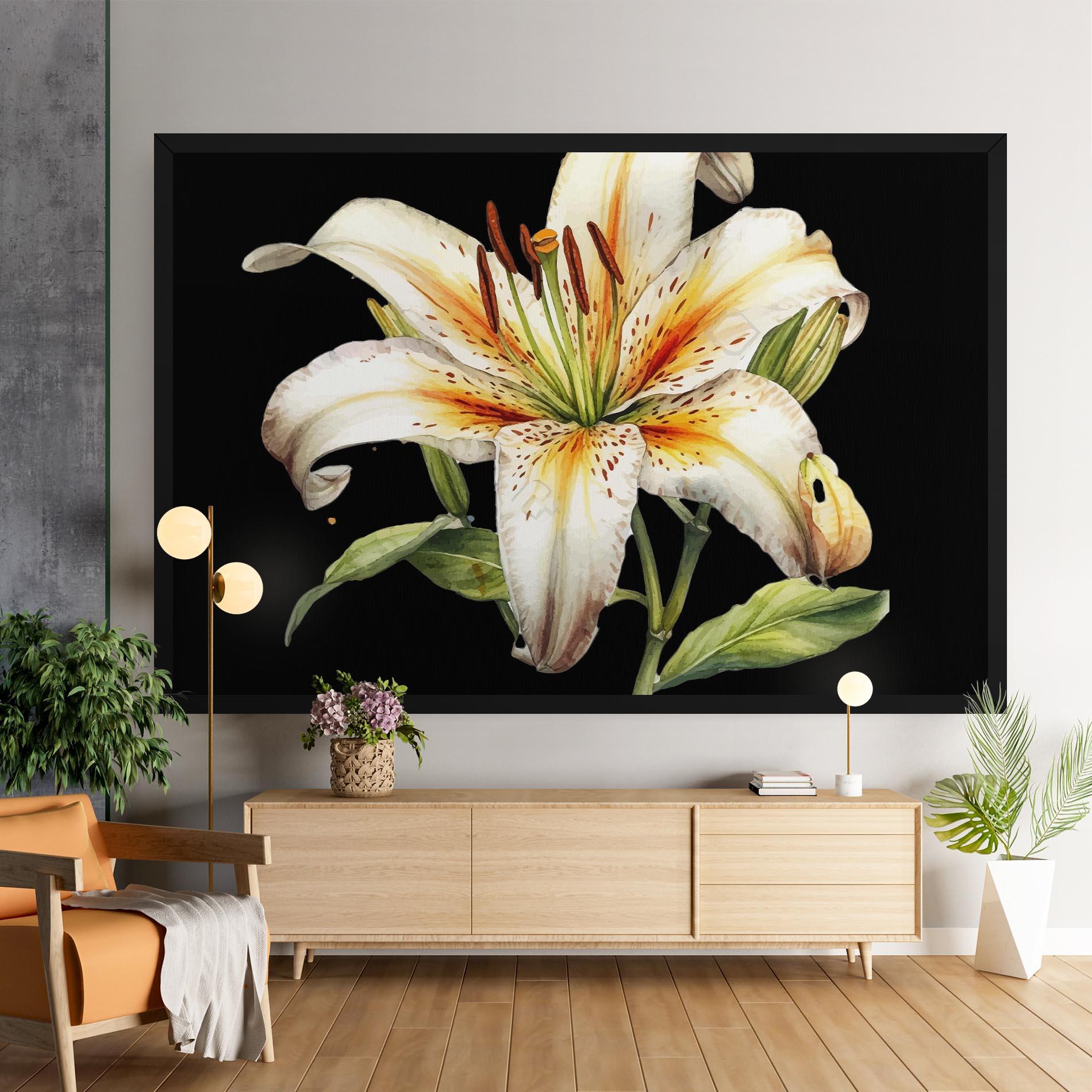Leinwandbild Beautiful White Lily mockup 9