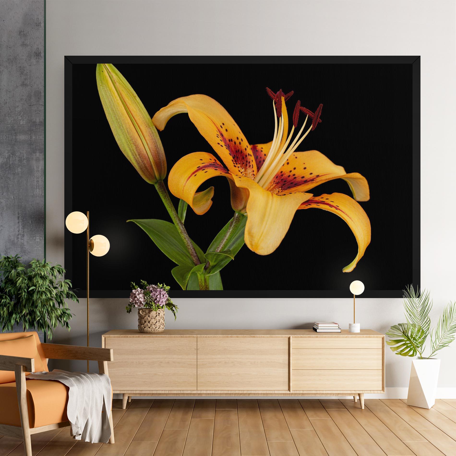 Leinwandbild Beautiful Yellow Lily mockup 9