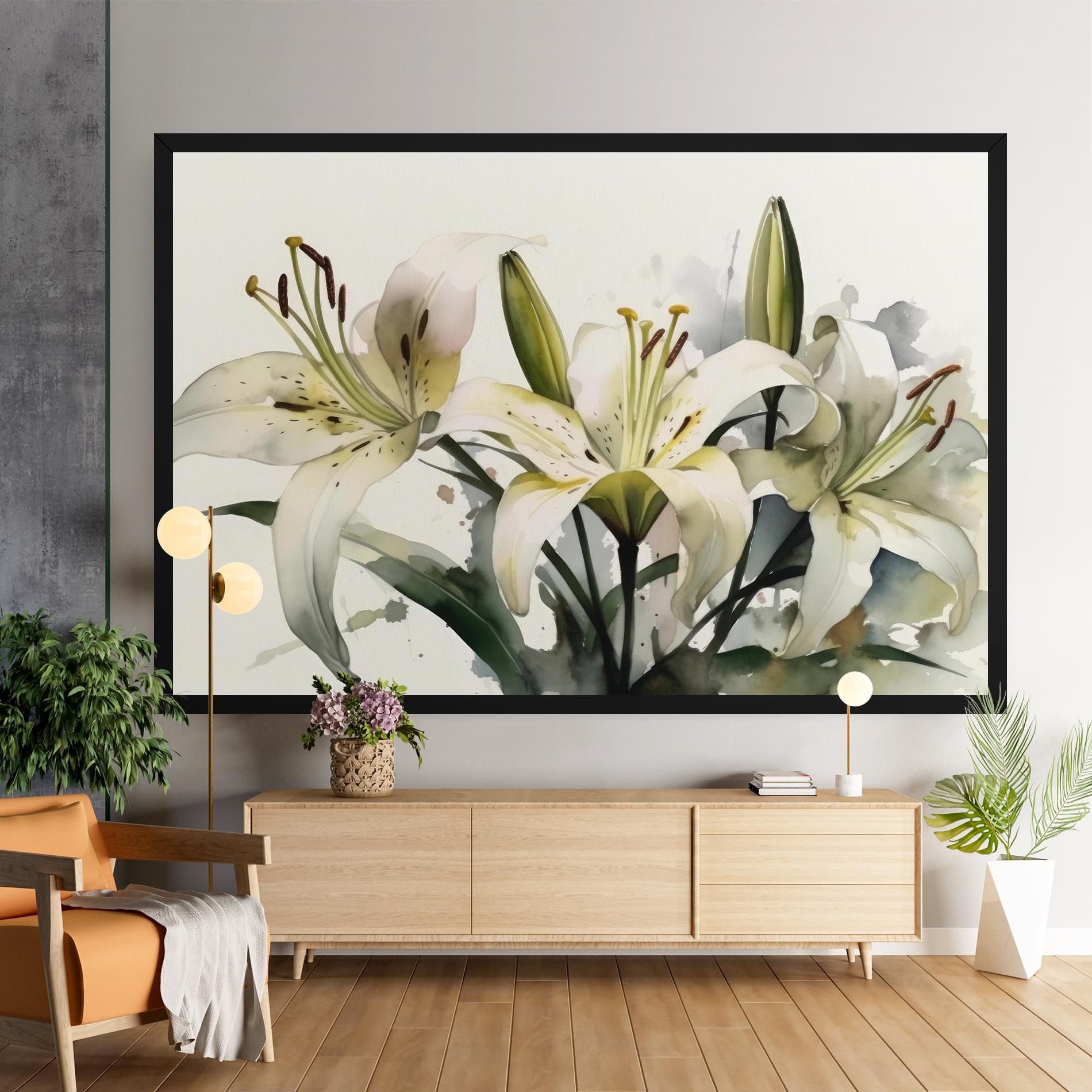 Cute White Lily Painting mockup 9